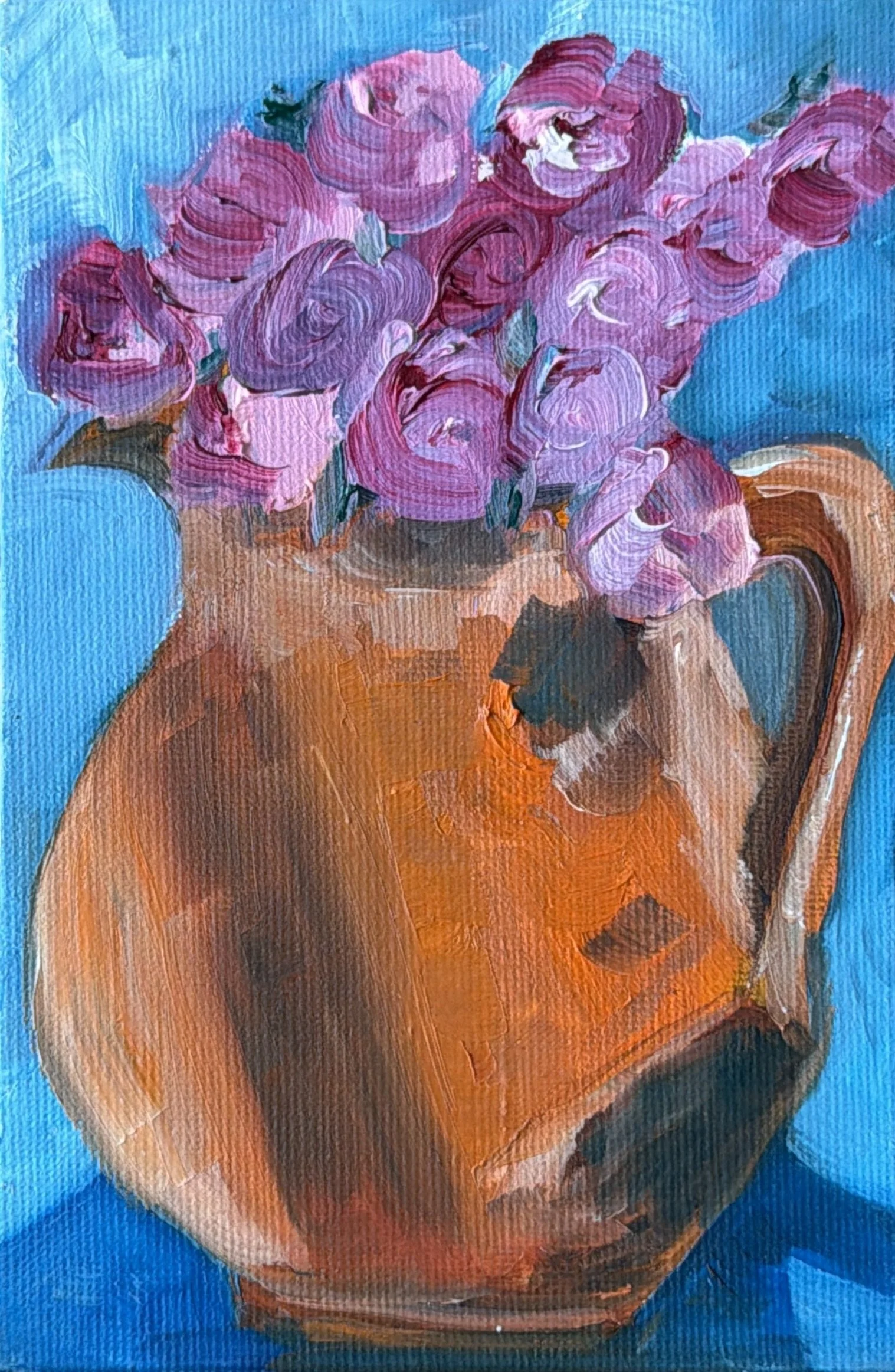 4-Orange Pitcher With Dry Roses
-6x4" Oil on Canvas $77