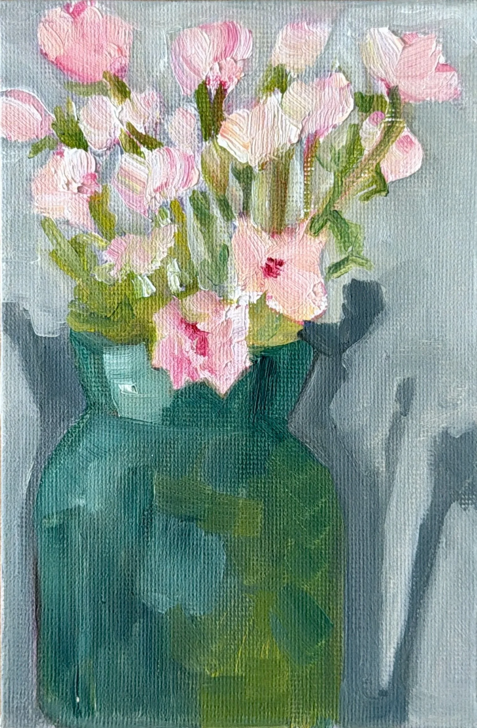 32-Green Flower Vase 
-6x4" Oil on Canvas $77