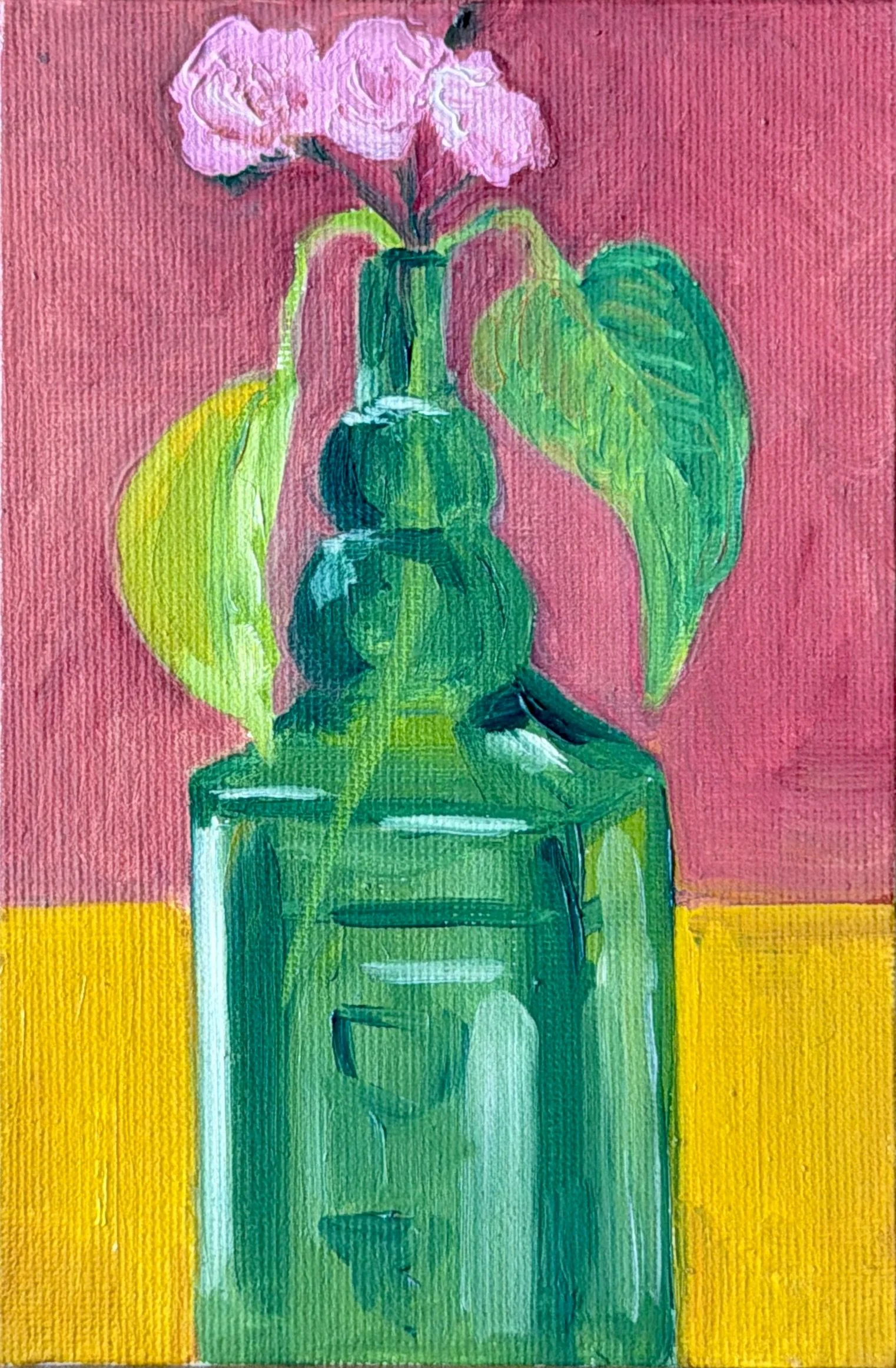 32-Green Flower Vase with Roses
-6x4" Oil on Canvas $77