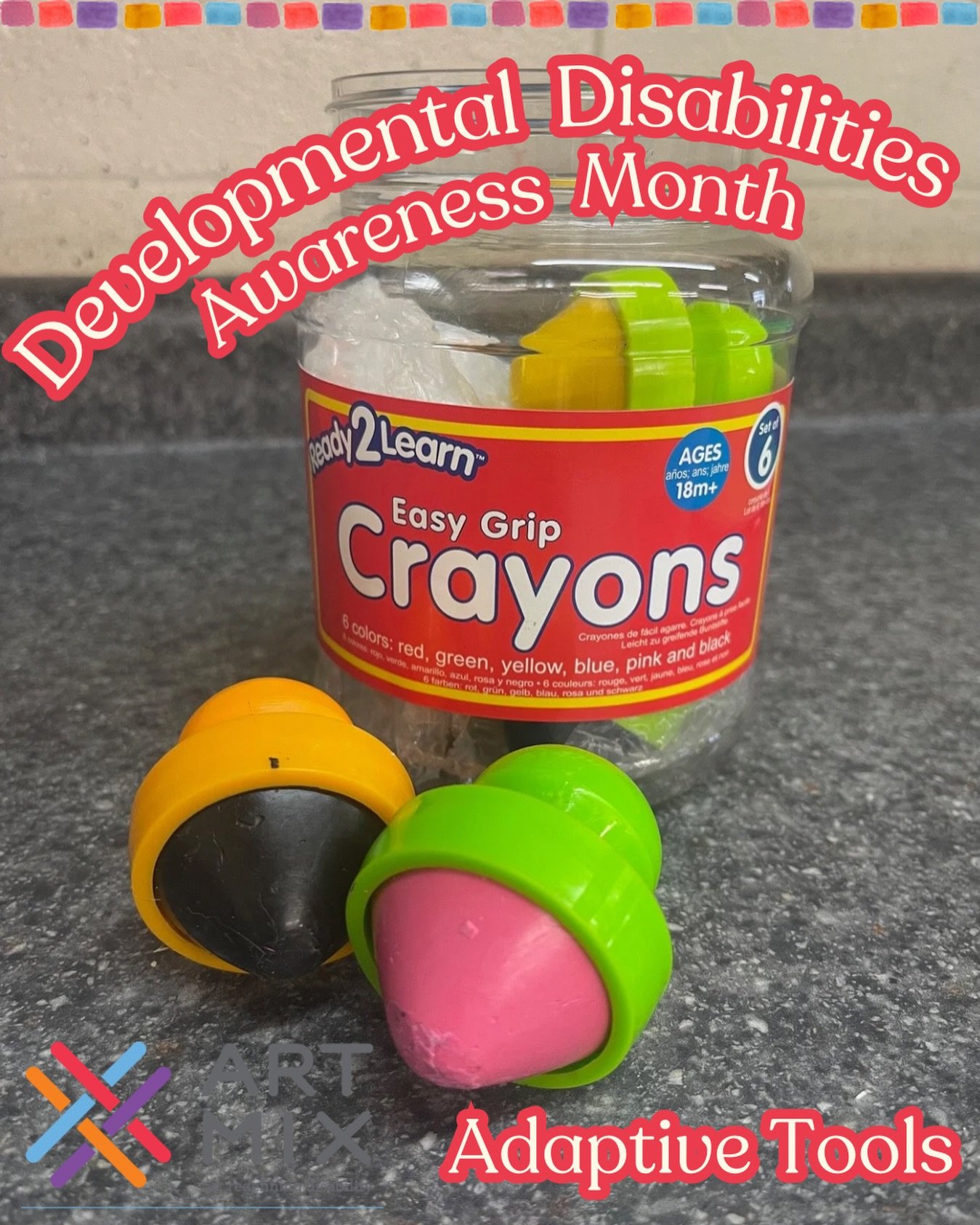 Accessibility in Action: Easy Grip Crayons 🖍️ 

These easy grip crayons are designed to be comfortable to hold and easier to control, especially for artists who benefit from larger drawing tools- like our youth class artists! 

Their shape supports 