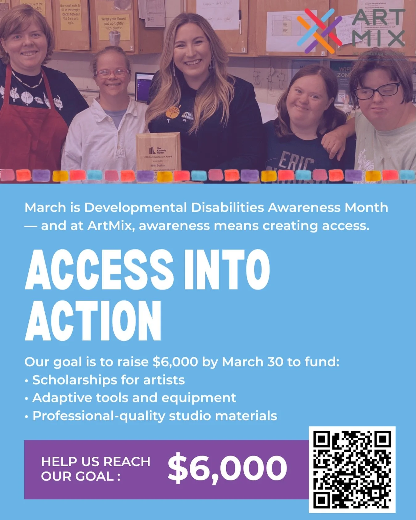 Access Into Action: Support Spring Session 2 at ArtMix 🎨

At ArtMix, we believe that art should be accessible to everyone. Because of our sliding tuition scale and commitment to accessibility, many of our students rely on scholarships to participate