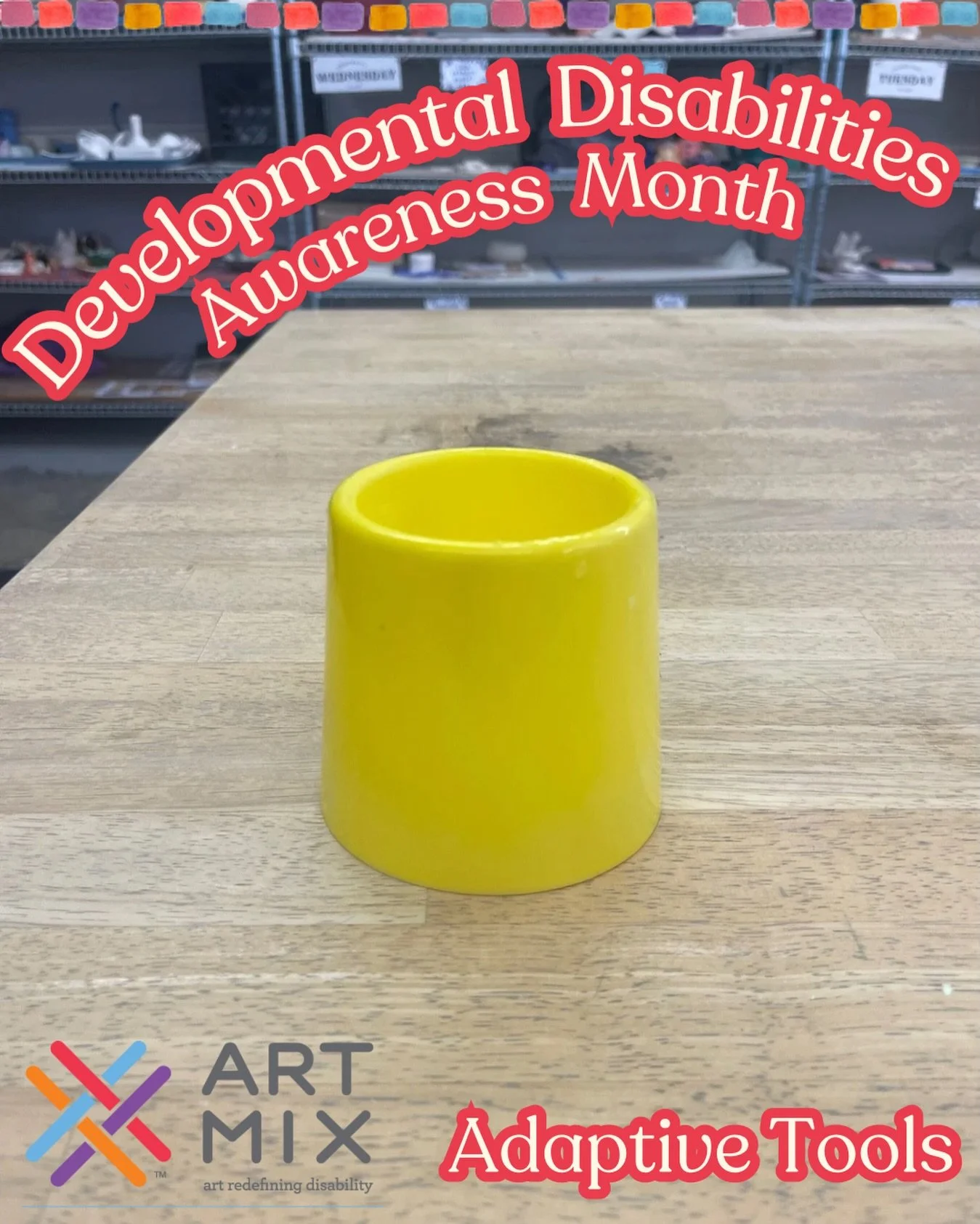 Accessibility in Action: Adapted Water Cups 💧

In a busy studio, spills can (and do) happen, but these adapted cups help reduce that issue! 

Their sturdy design makes them less likely to tip, helping artists focus on painting rather than worrying a