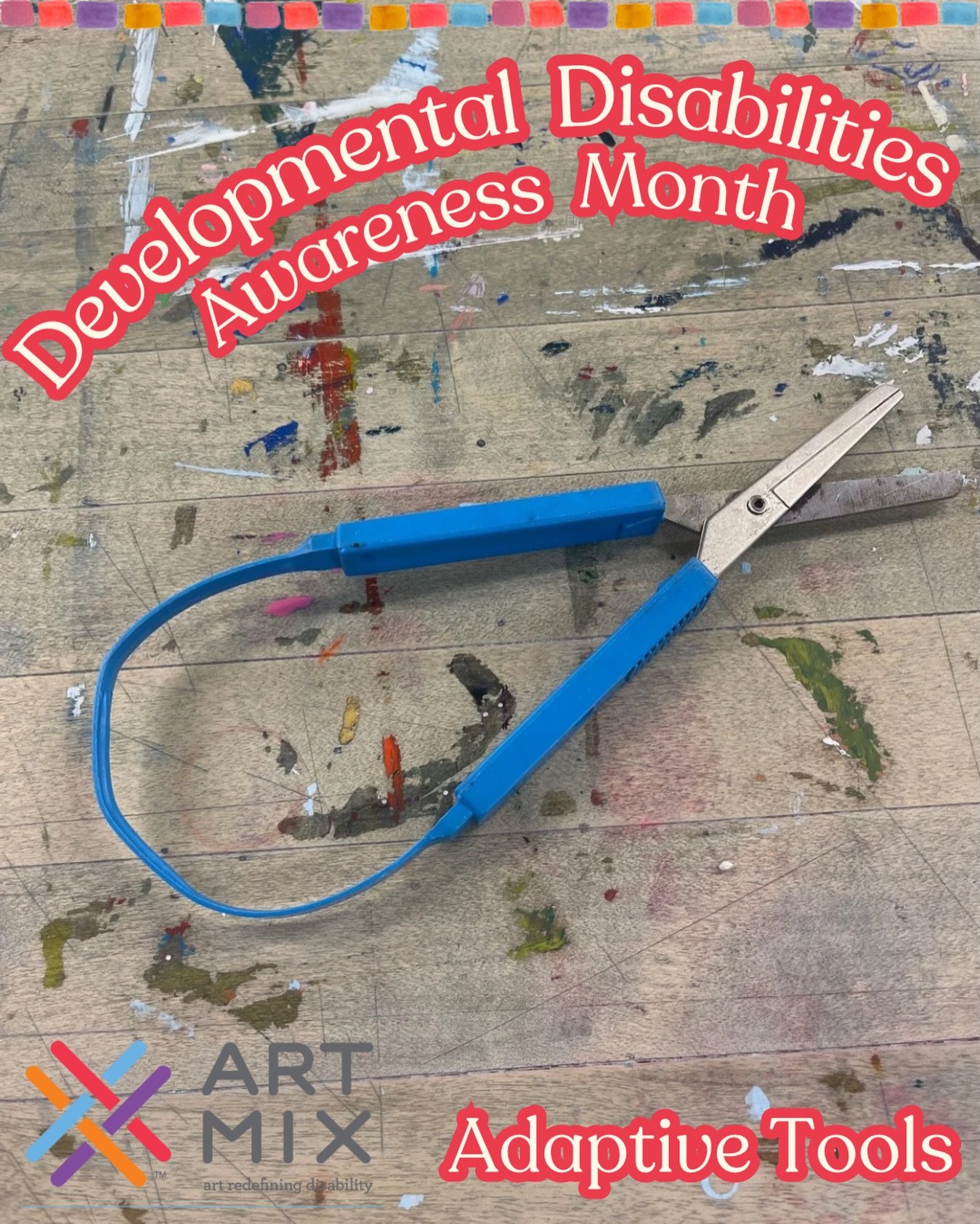Accessibility in Action: Adapted Scissors ✂️ 

These adapted scissors are designed to make cutting more accessible for artists who benefit from additional hand support or easier movement. Some versions require less pressure or reopen automatically wh