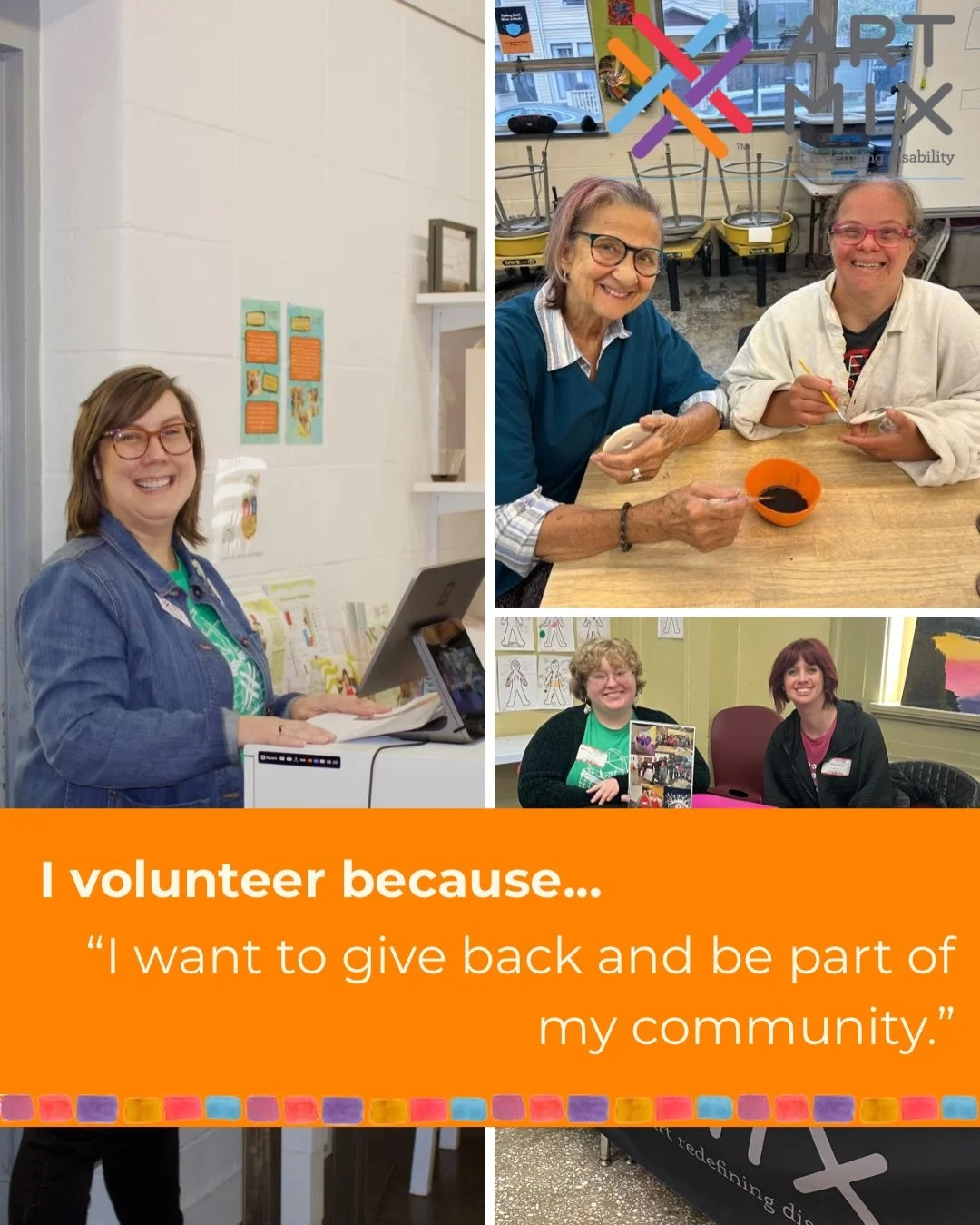 This week is National Volunteer Week 🎉

We are celebrating and recognizing all ArtMix Volunteers! Whether you&rsquo;ve been volunteering for years, or have just started out, your dedication to our mission of creating art for all does not go unnotice