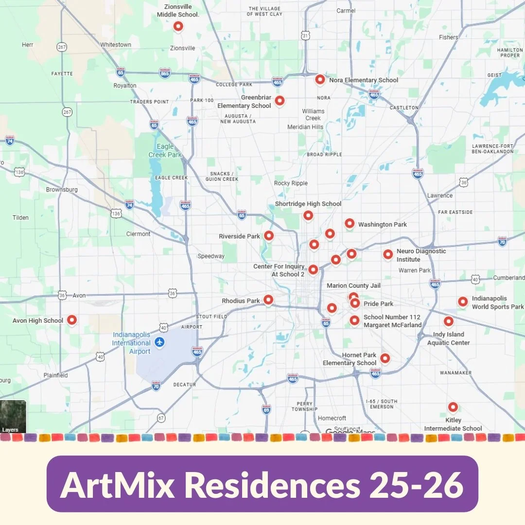ArtMix goes beyond our studio walls 🎨✨

Through our many residencies and creative partnerships across Central Indiana, our Teaching Artists bring accessible arts programming to schools, community organizations, and other facilities. 

From classroom