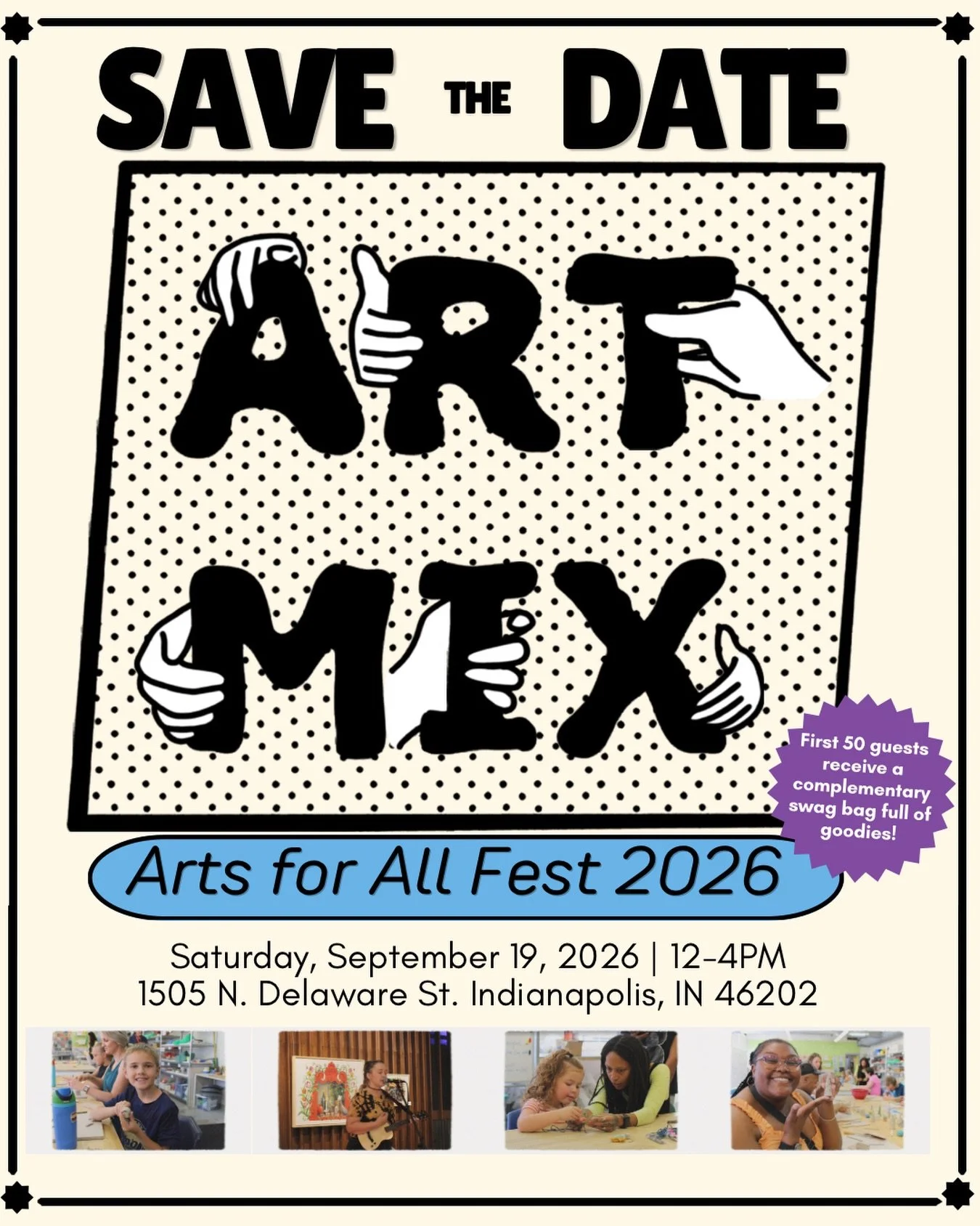 ‼️ Save the Date ‼️

ArtMix&rsquo;s annual Arts For All Fest returns this fall on Saturday, September 19th! 

Join us for a FREE celebration of art, creativity, community, and accessibility for people of all ages and abilities! 

Mark your calendars 