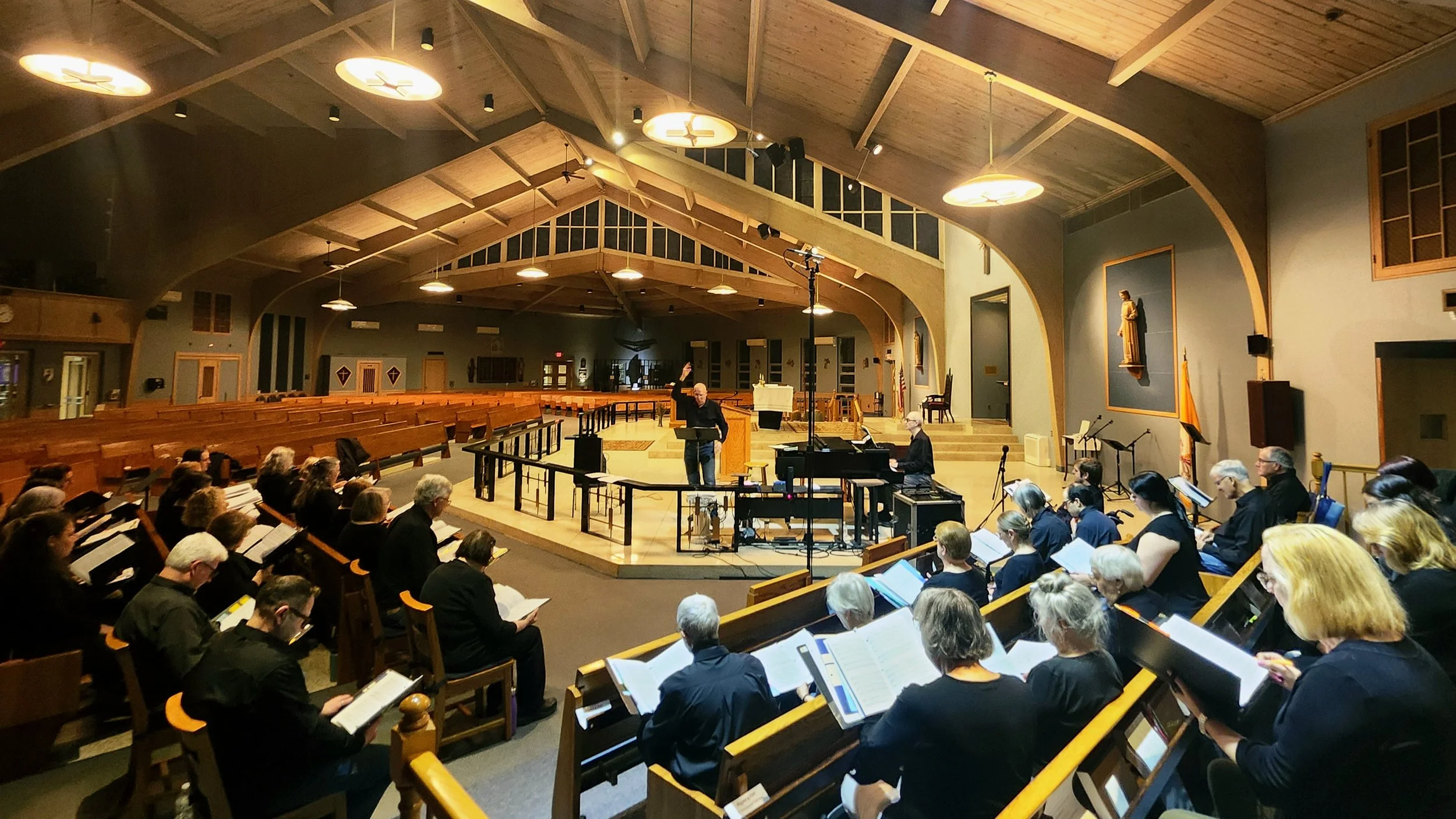 West Bay Chorale rehearsal at St. Kevin Church in Warwick, RI.