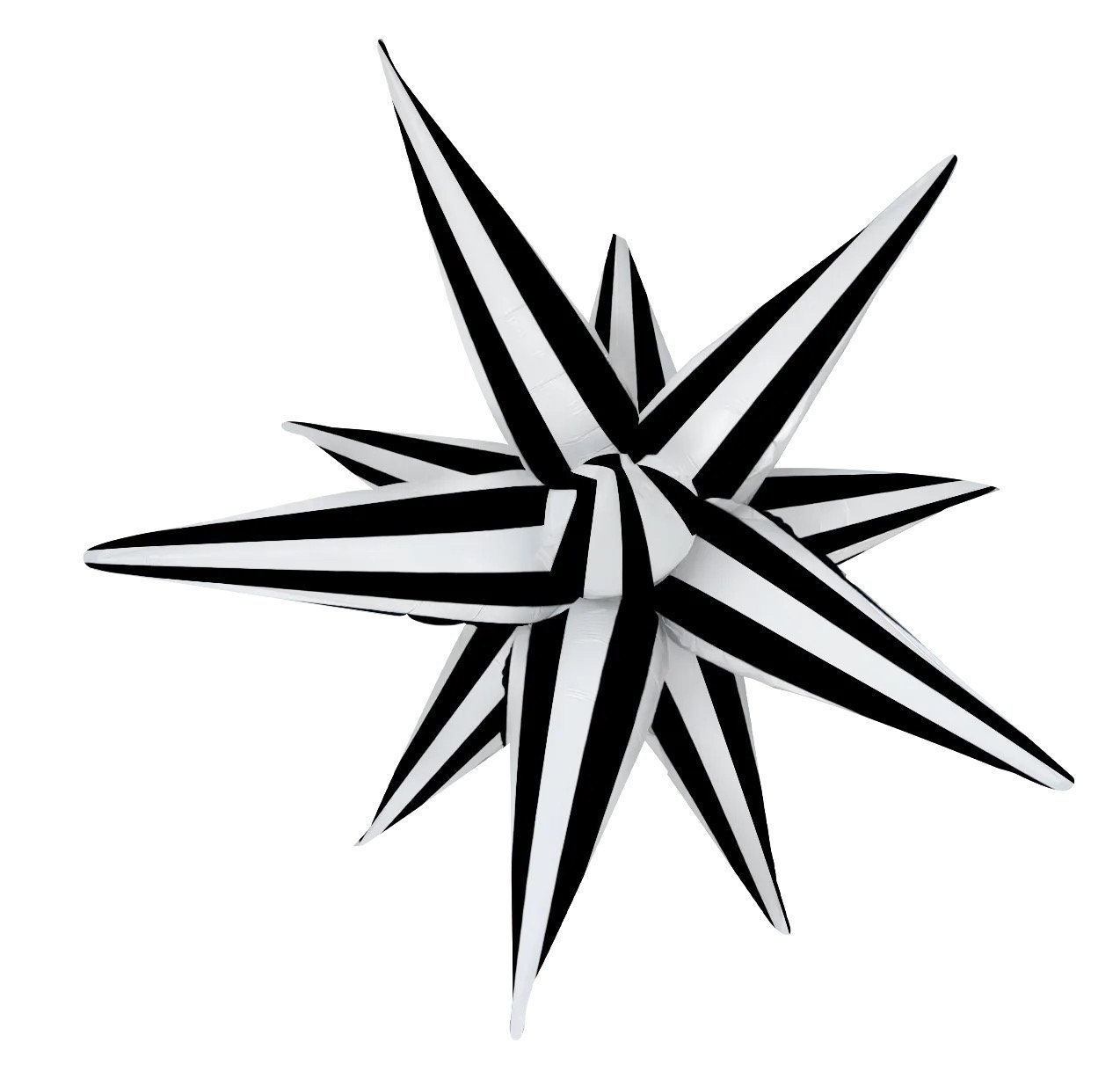 Black & White Stripe Starburst Balloon 40"