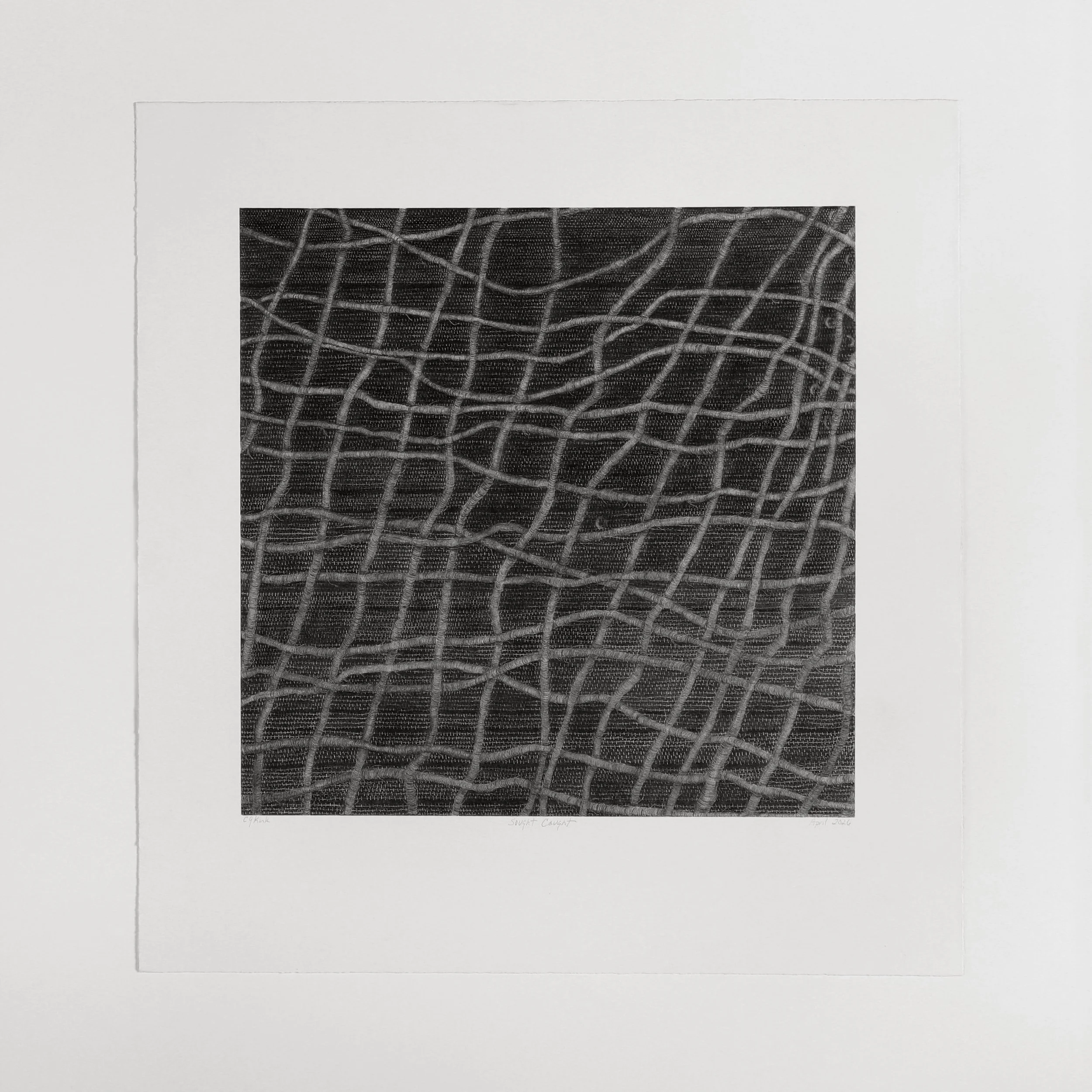 Caught
graphite on paper
12" x 12"
2026