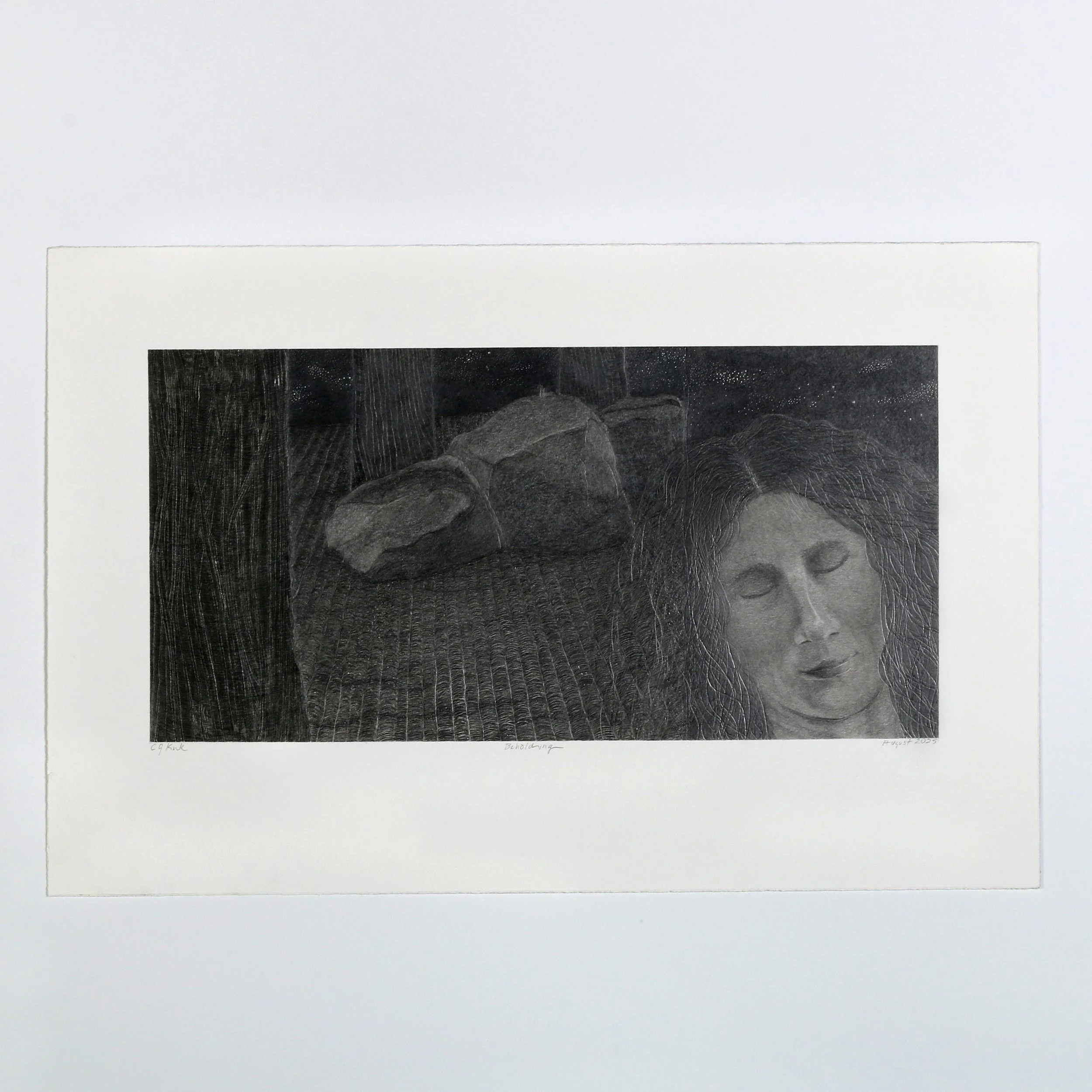 Beholding graphite on paper graphite on paper 7 3/4" x 15 1/2"  2025