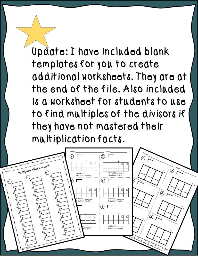 Long Division : Horizontal Box Method- PDF only — Effortless Educational Resources for Long Division Template Printable Free Pdf