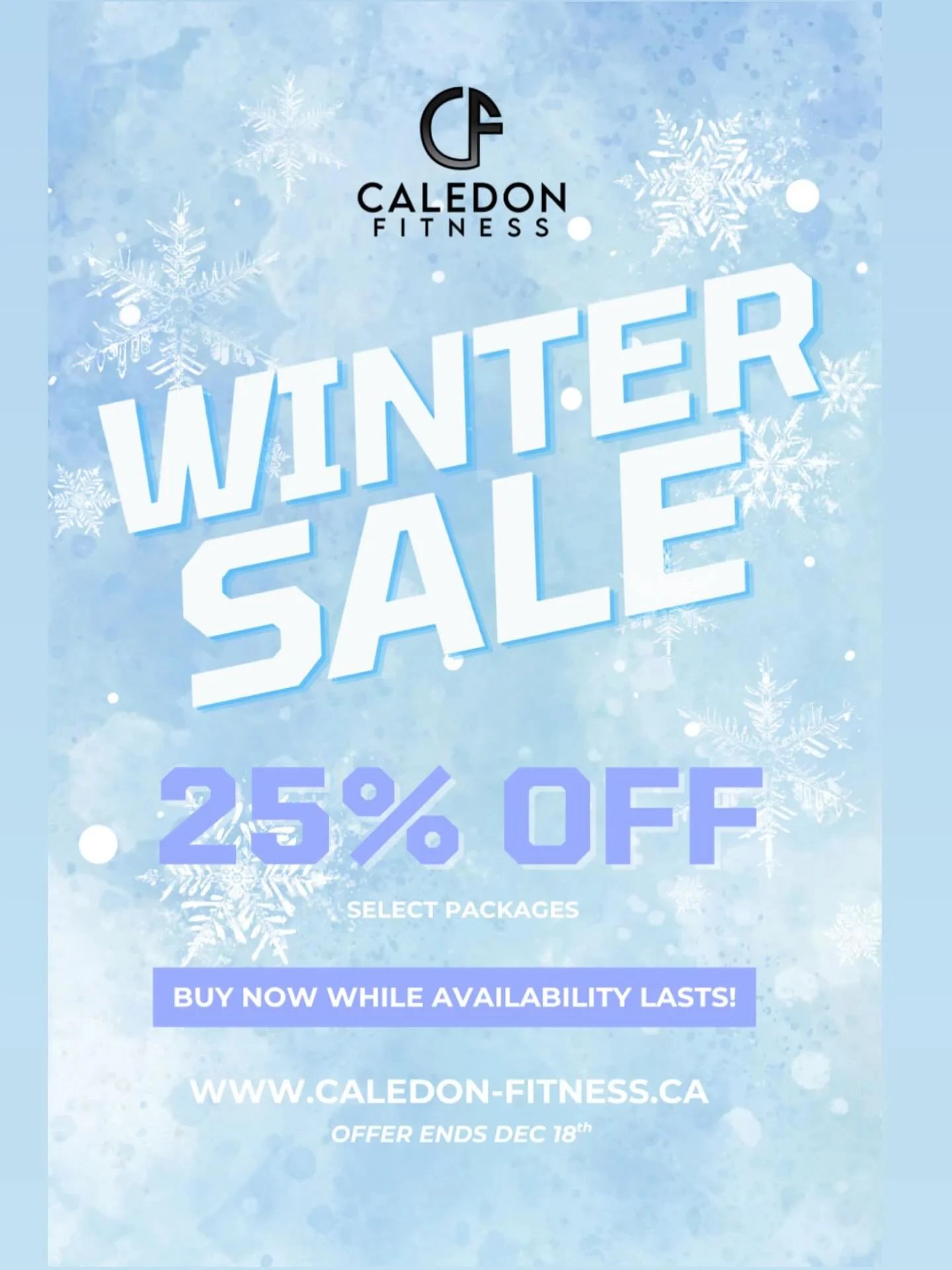 WINTER SALE ON NOW! Get up to 25% off select packages. Sale ends December 18th. BUY NOW to secure spots while availability lasts!