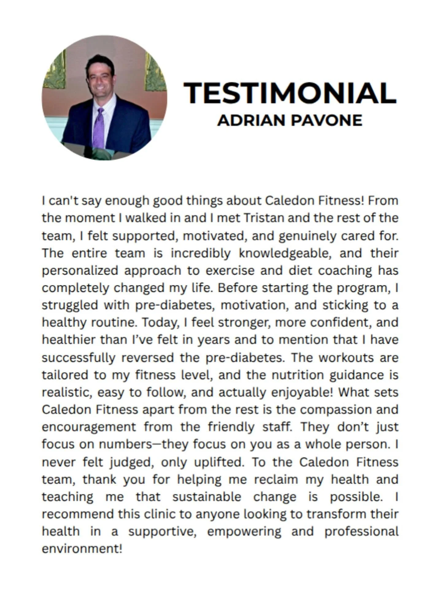 Testimonial from client Adrian Pavone!