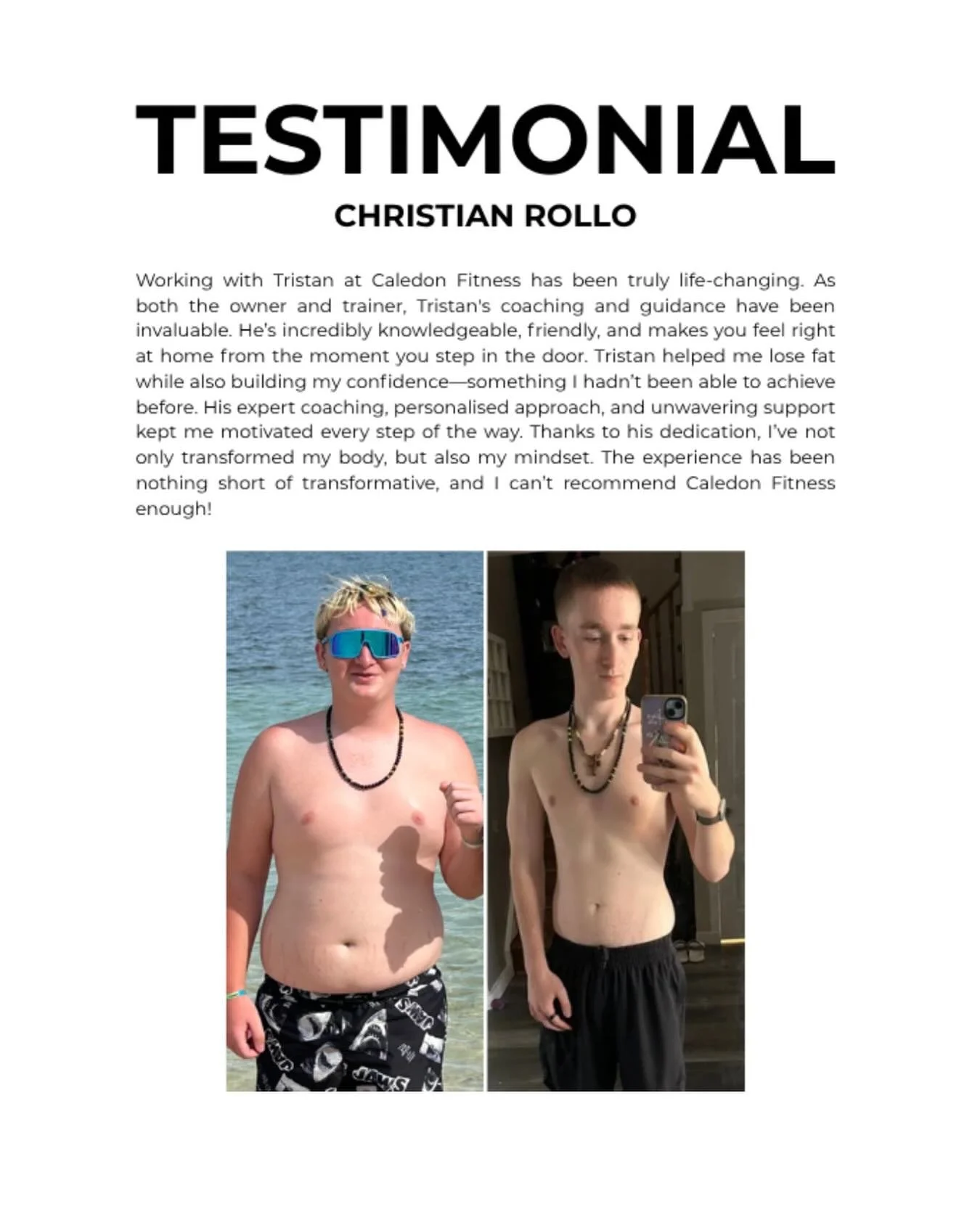 Testimonial from client Christian Rollo!