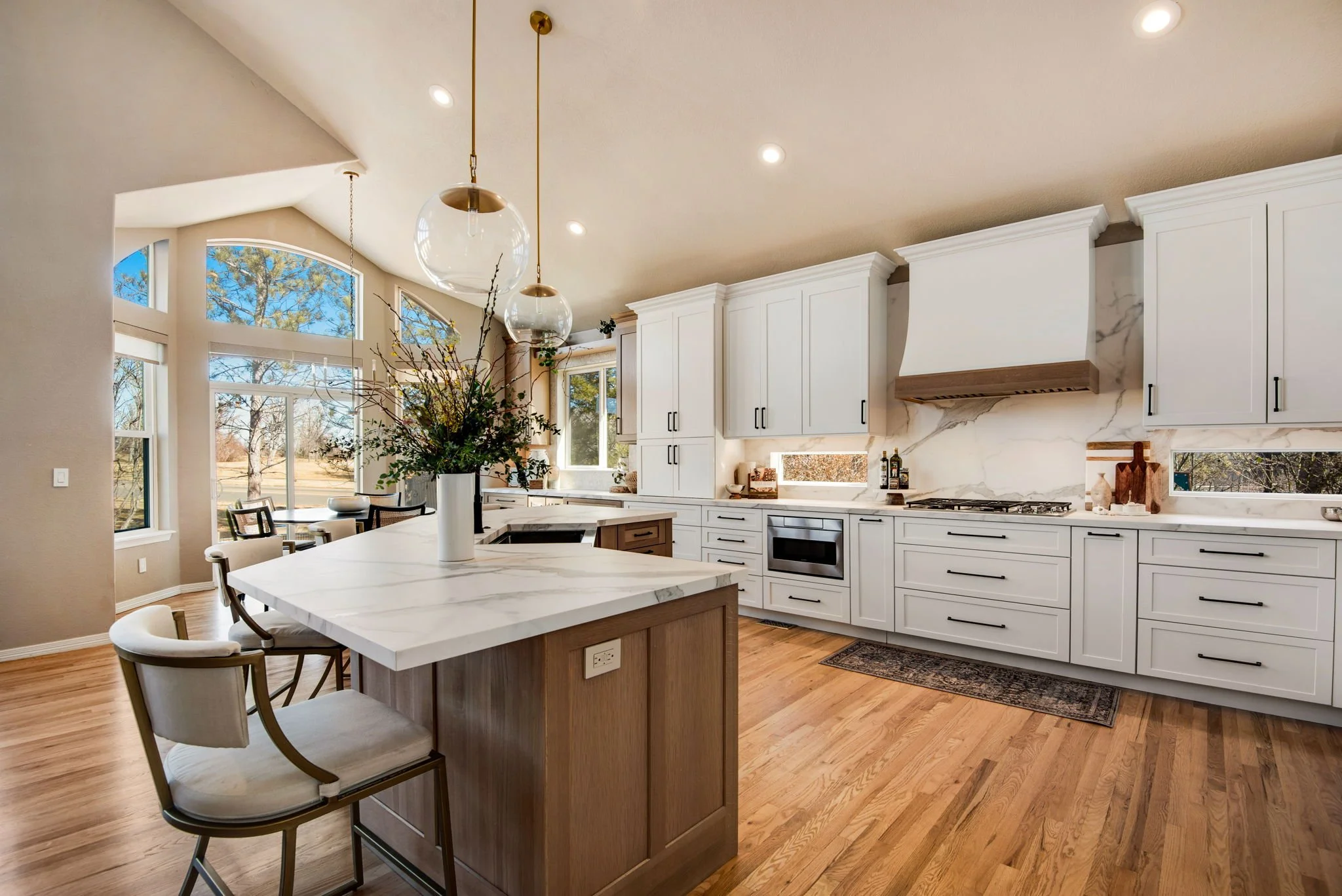  After Kitchen - Existing Kitchen Island and Wood Flooring  