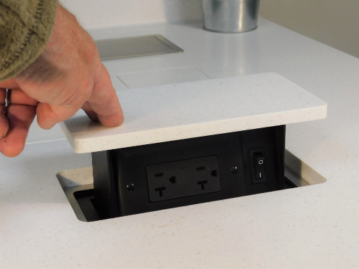 Popup Outlet On Kitchen Island - Push Closure