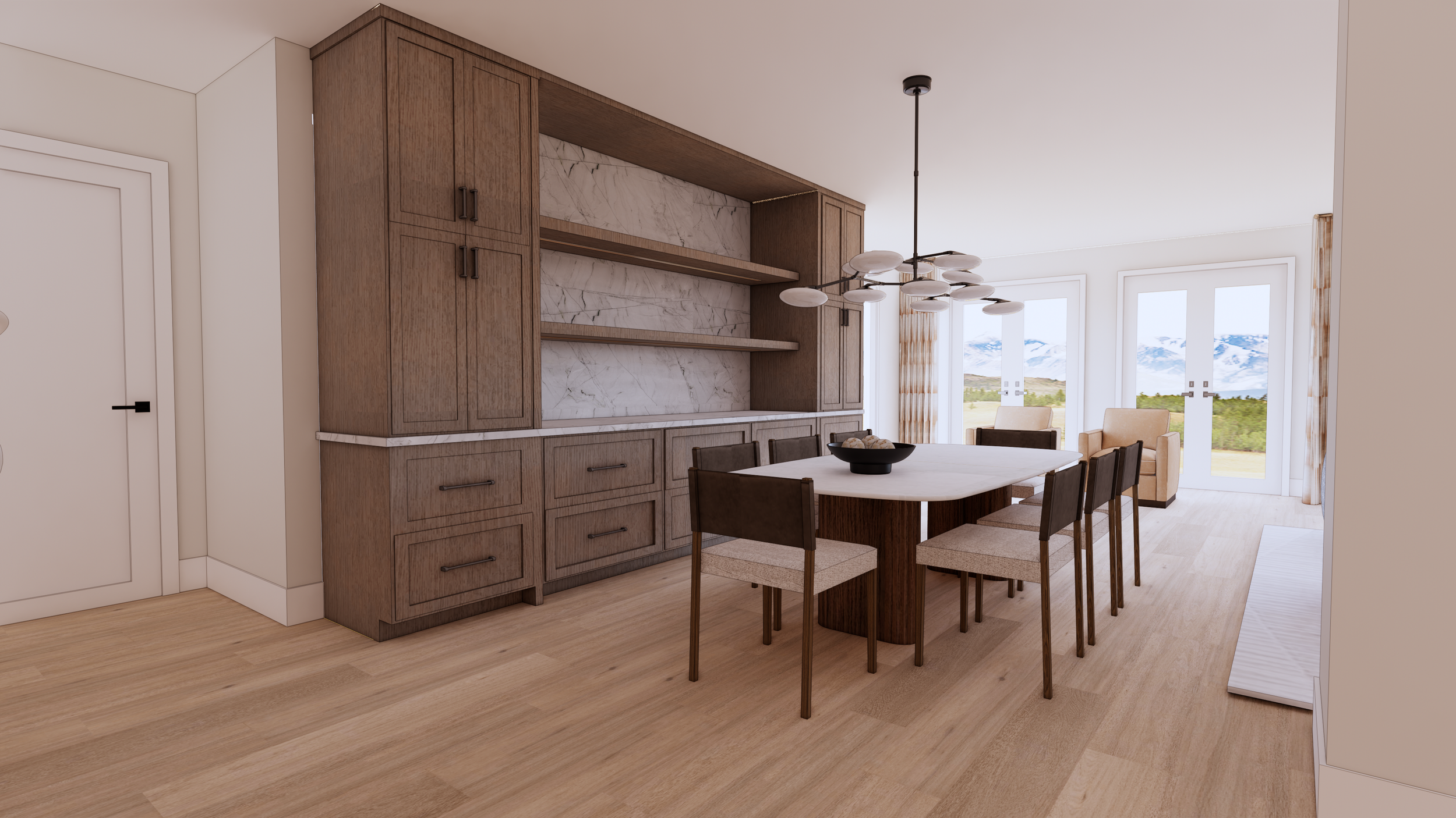  Proposed Dining Room Cabinetry with built in Refrigration and Furnishings 