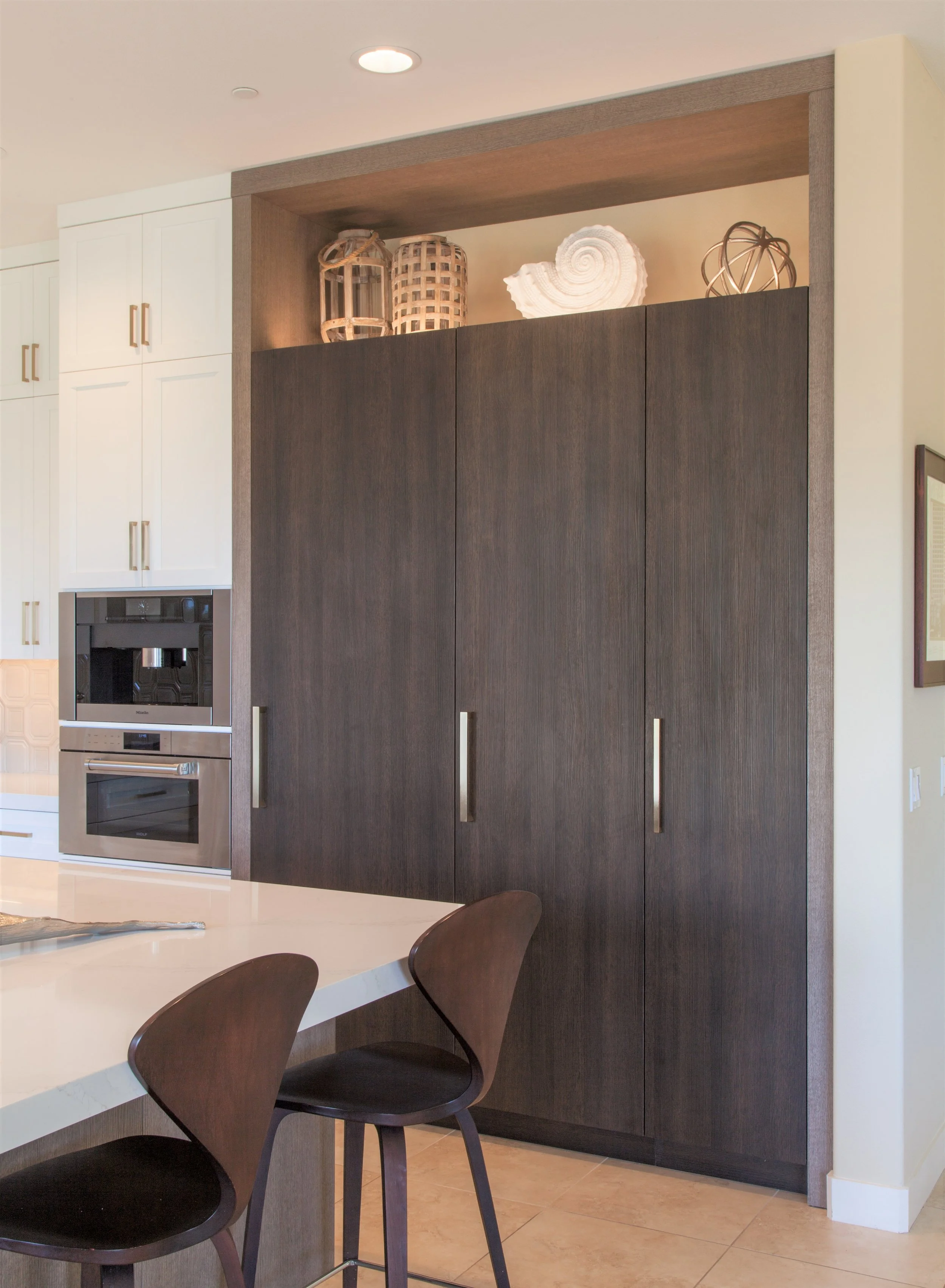 Subzero Paneled Refrigerator Freezer Columns -Modern Home Remote California Project