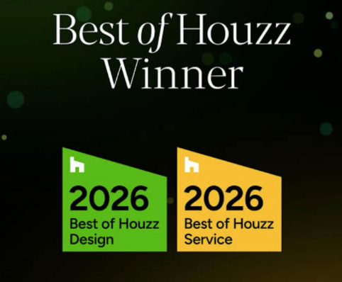 Award announcement for 2026 Best of Houzz winners in design and service.