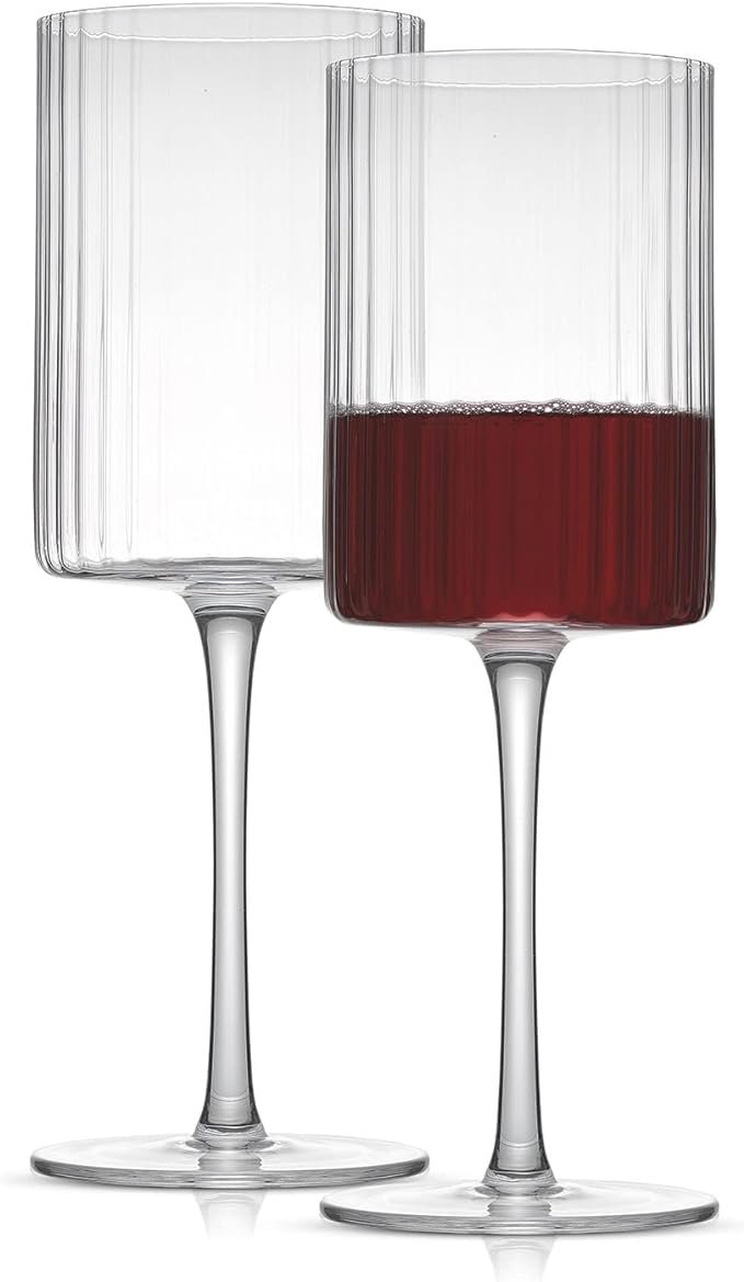 JoyJolt Fluted Wine Glasses