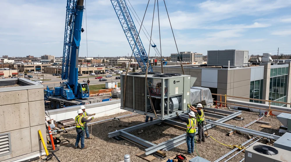 Packaged rooftop unit installation