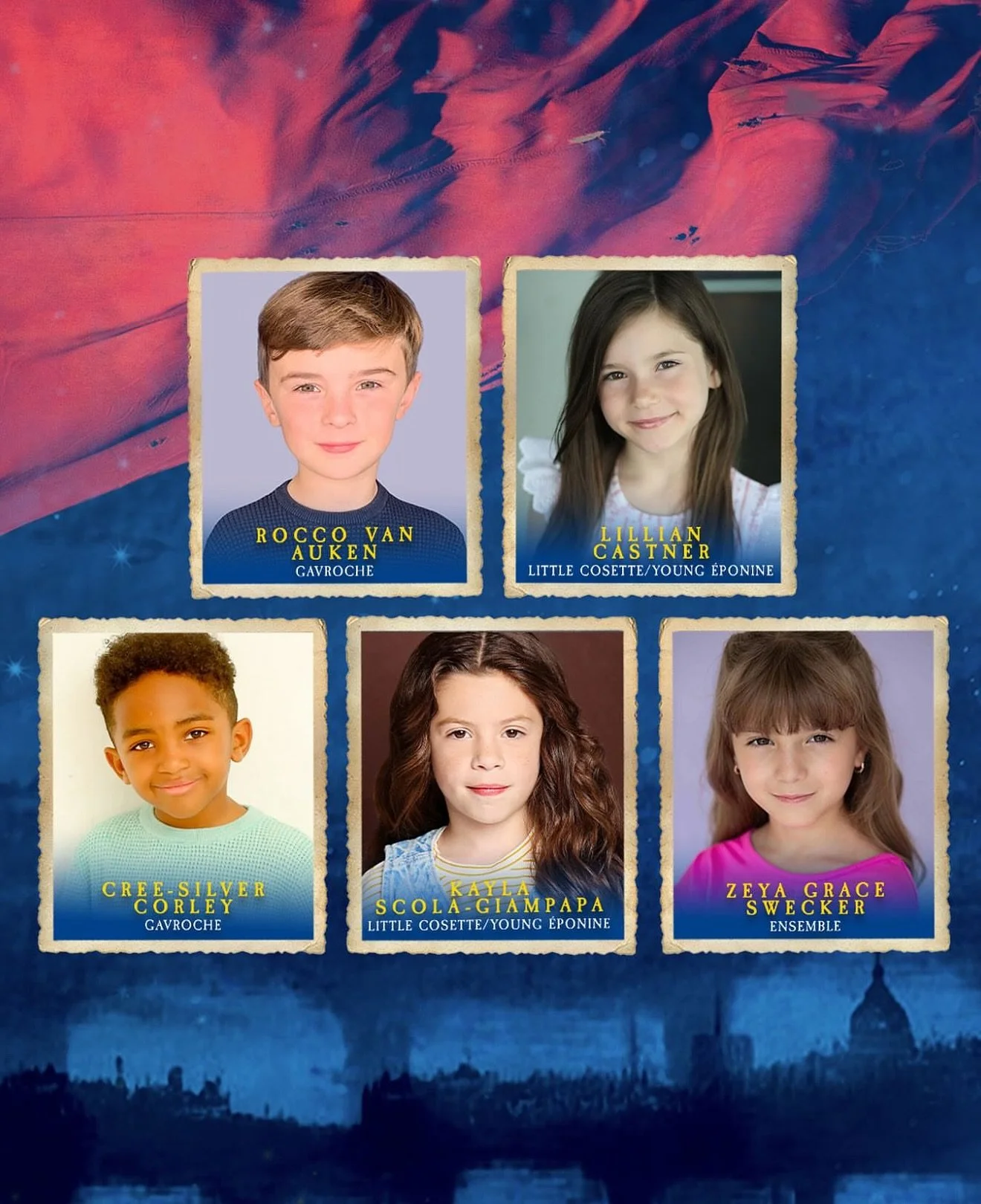 Congratulations 🎊 to #BYE member ✨ROCCO VAN AUKEN✨who has been casted in @lesmizus sharing the role of Gavorche!  Have the best time ever on tour! @camille_depascale ❤️💙

#repost @lesmizus Everybody raise a glass to the 2025/26 #LesMizUS company.✨
