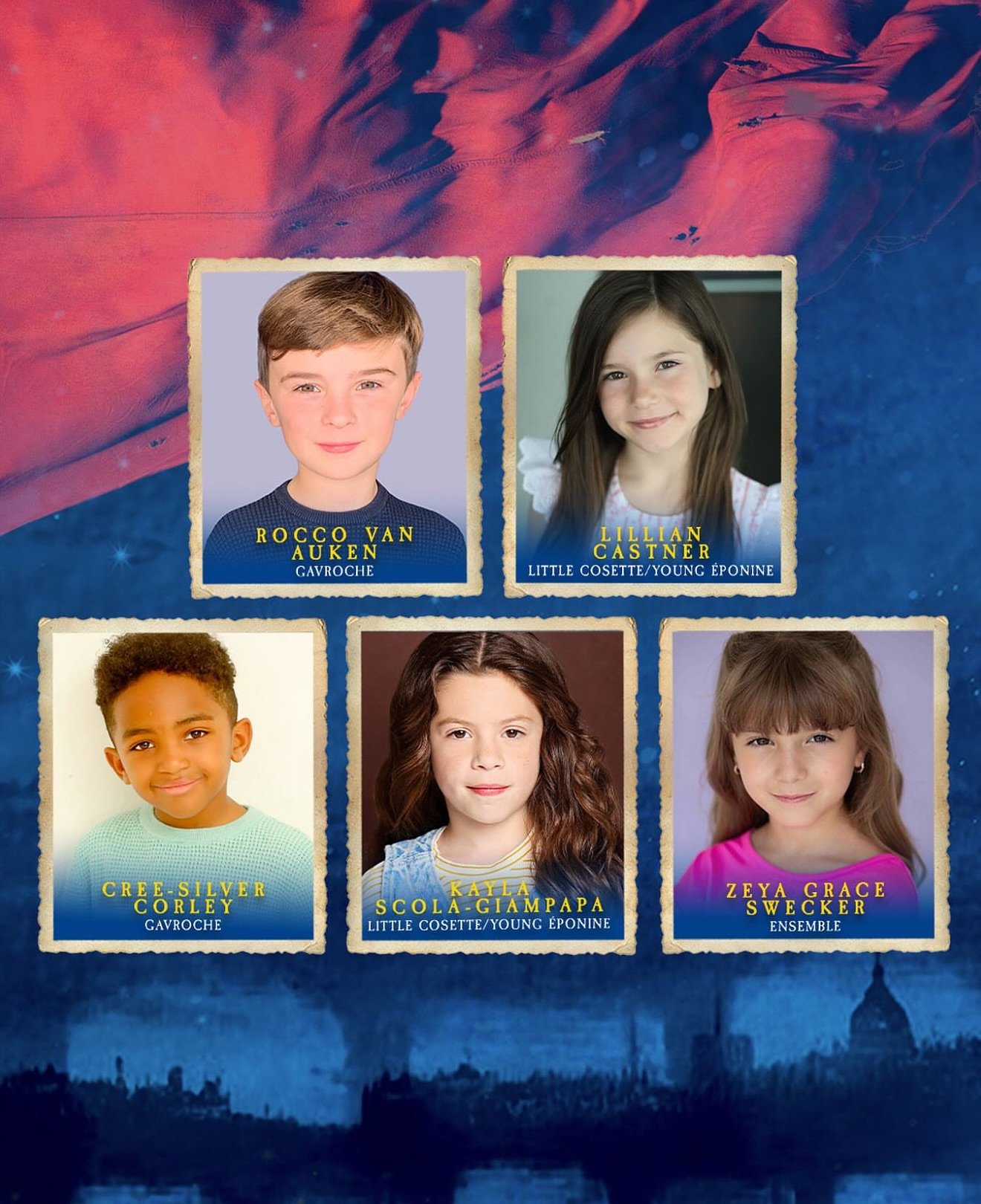 Congratulations 🎊 to #BYE member ✨ROCCO VAN AUKEN✨who has been casted in @lesmizus sharing the role of Gavorche!  Have the best time ever on tour! @camille_depascale ❤️💙

#repost @lesmizus Everybody raise a glass to the 2025/26 #LesMizUS company.✨
