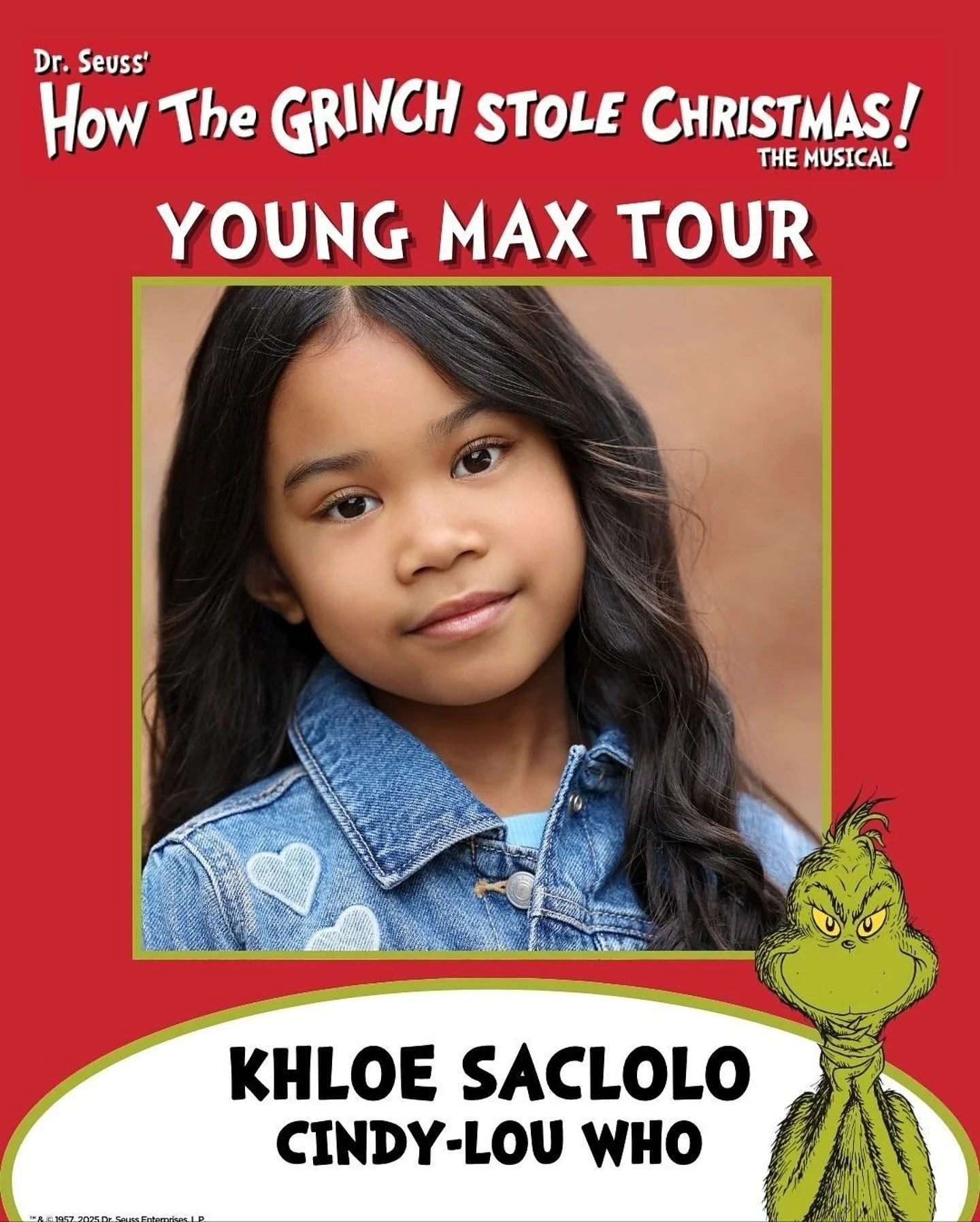 Today has been a WHO-tasical day! Congratulations 🎉 to #BYEMember @khloe_and_kenz who will be playing CINDY-LOU WHO on the @grinchmusical Young Max Tour! We are so proud of you Khloe! Have the best time ever! 🤩🌟❤️💚

Have the best time ever with @