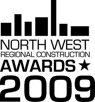 Logo for the North West Regional Construction Awards 2009 featuring black vertical bars and text.