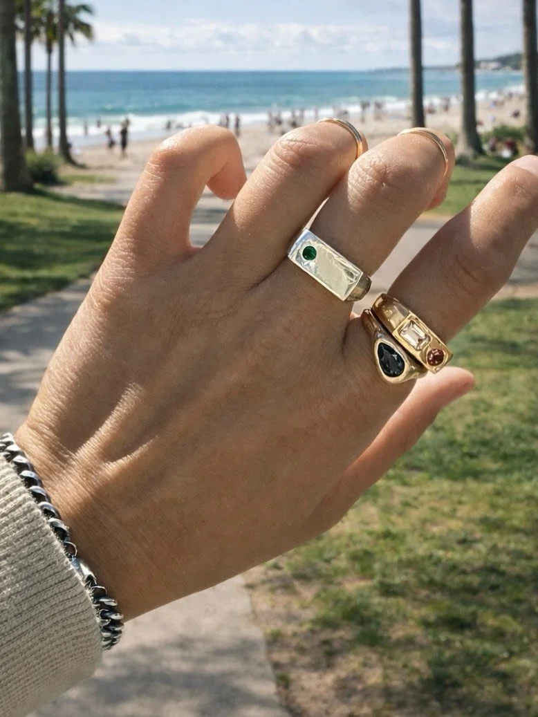 ✨ golden state custom signet: solid sterling silver or 14k gold
&mdash;
today i told my dad my idea that i wanted to offer custom signet + gemstone rings since i have all these unique, one off gems, and he said &ldquo;do you even have enough follower