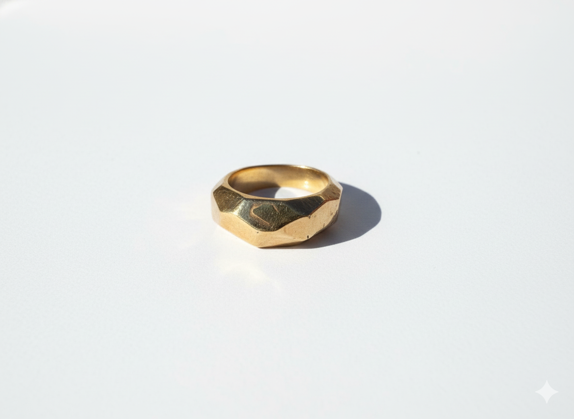 Hewn - Faceted Dome 14k Gold Ring
