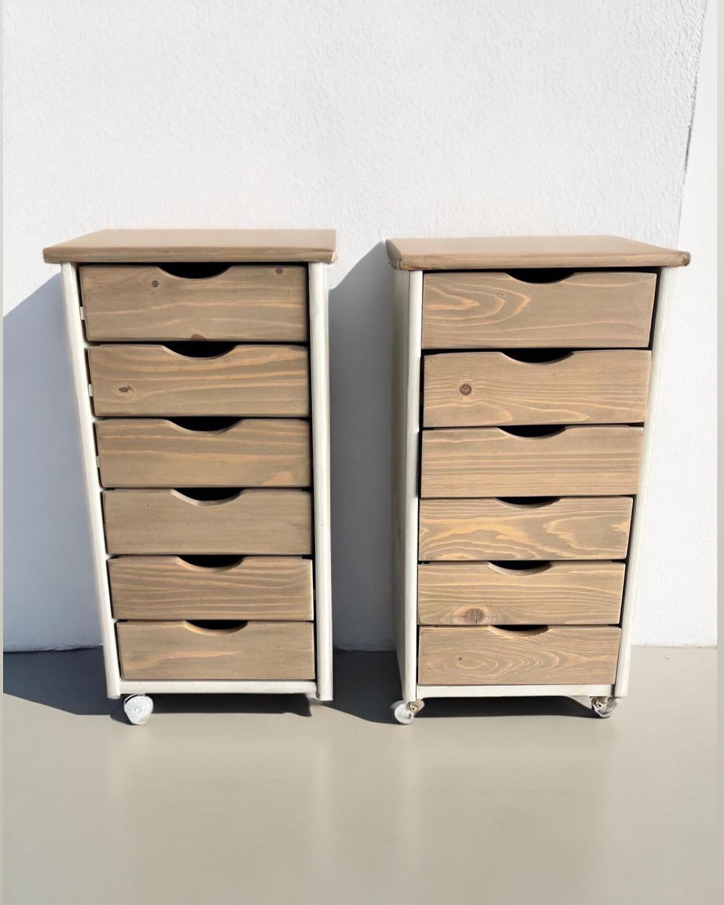 After &amp; Before! How cute are these?!

I flipped these little drawers for one of my favorite aunties to coordinate with a dining set I refinished for her too, as these will be close in proximity in her home &amp; the coordination will help spaces 