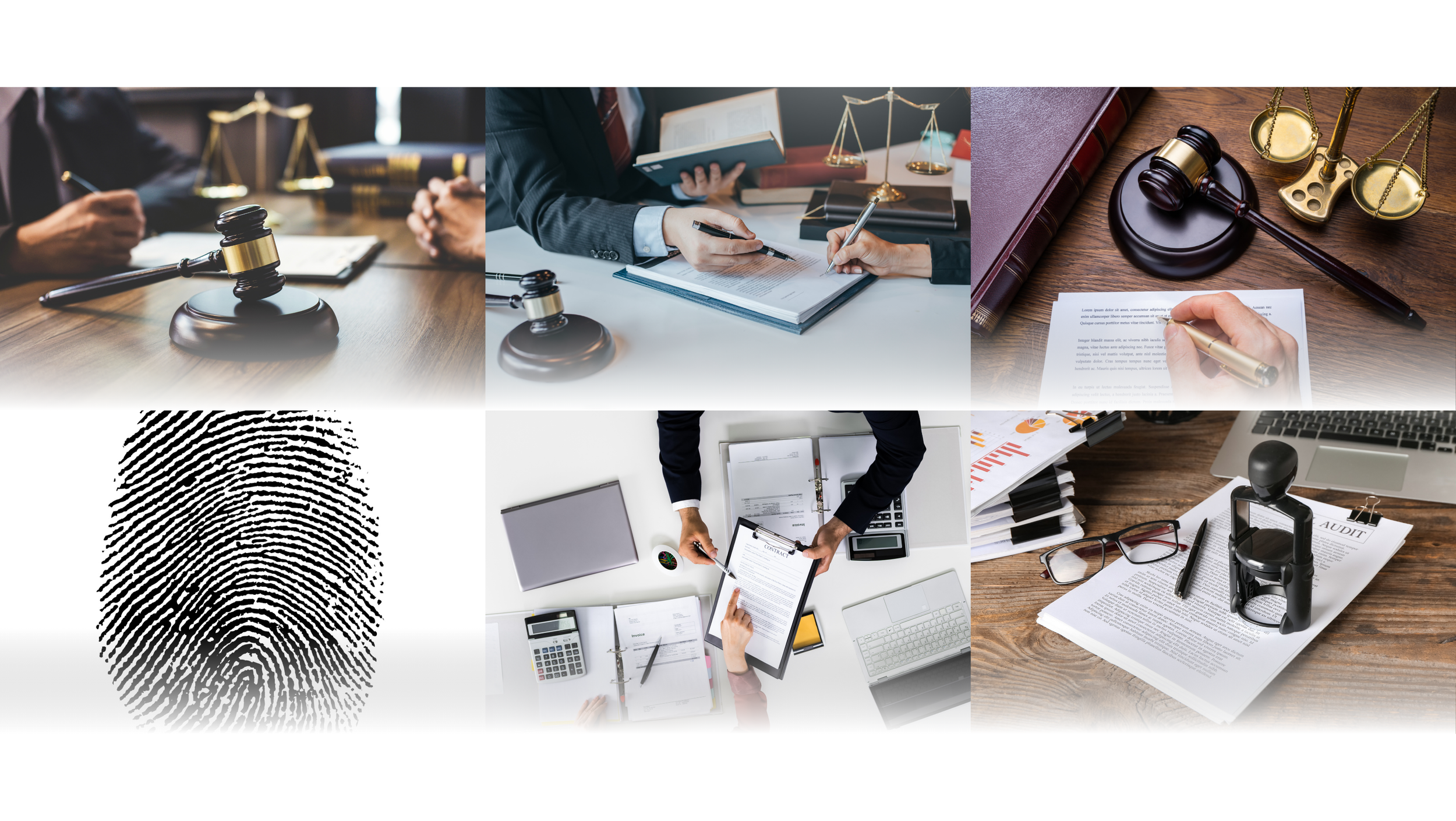 Collage representing legal support, fingerprinting, documentation services, and caregiver restoration through the 2Wanda Community Foundation Restoration Program