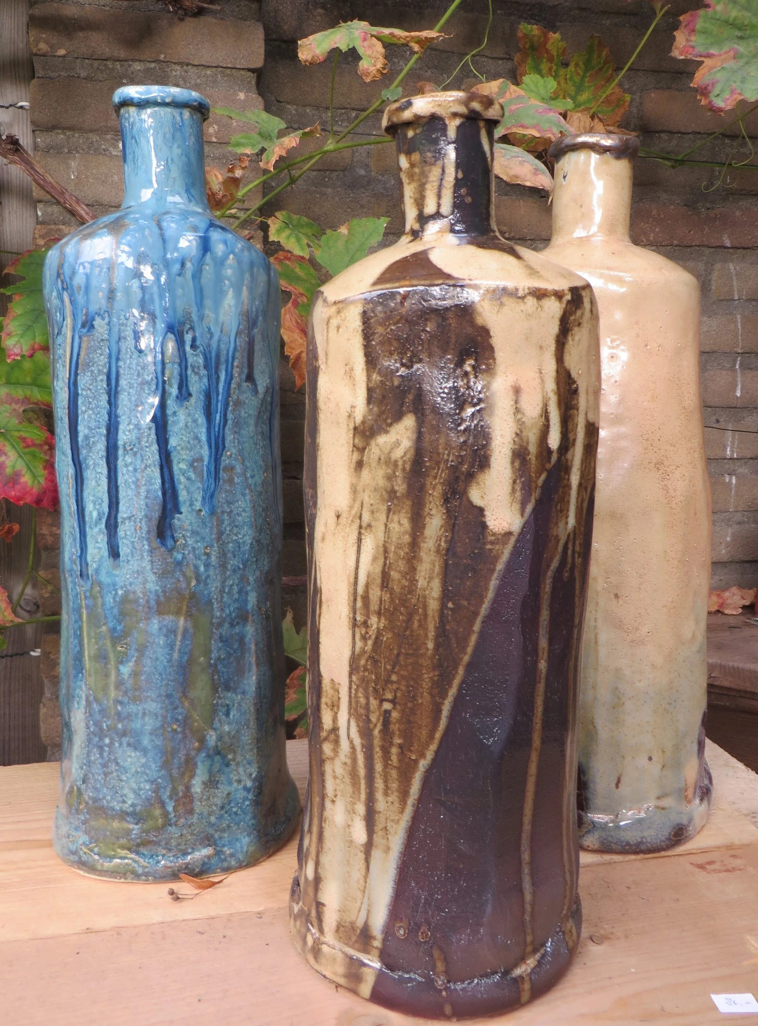 vazen, met asglazuur en met Shinoglazuur