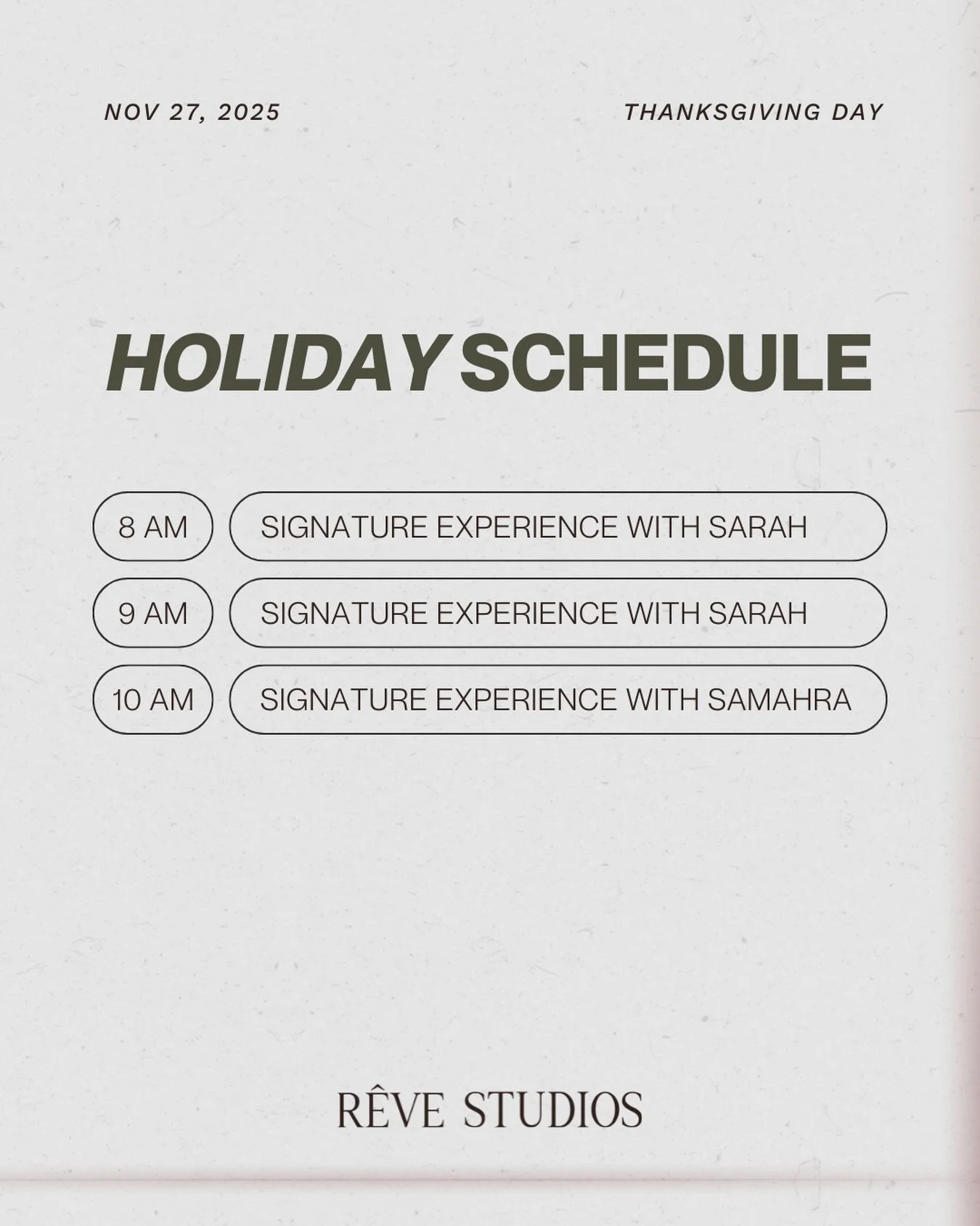 The best way to kick off Thanksgiving Day? With a Signature. Black Friday classes will run as usual!