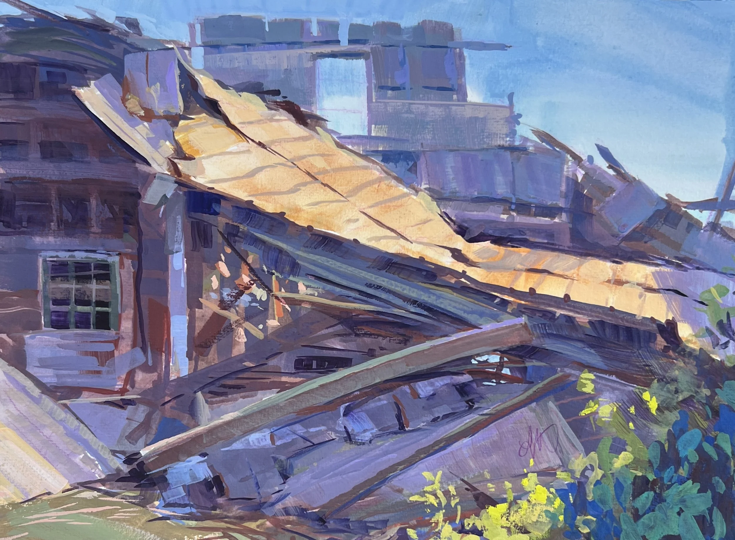 Historic, Not Dilapidated  -- Lizzie Hunter -- 9x 12-- gouache