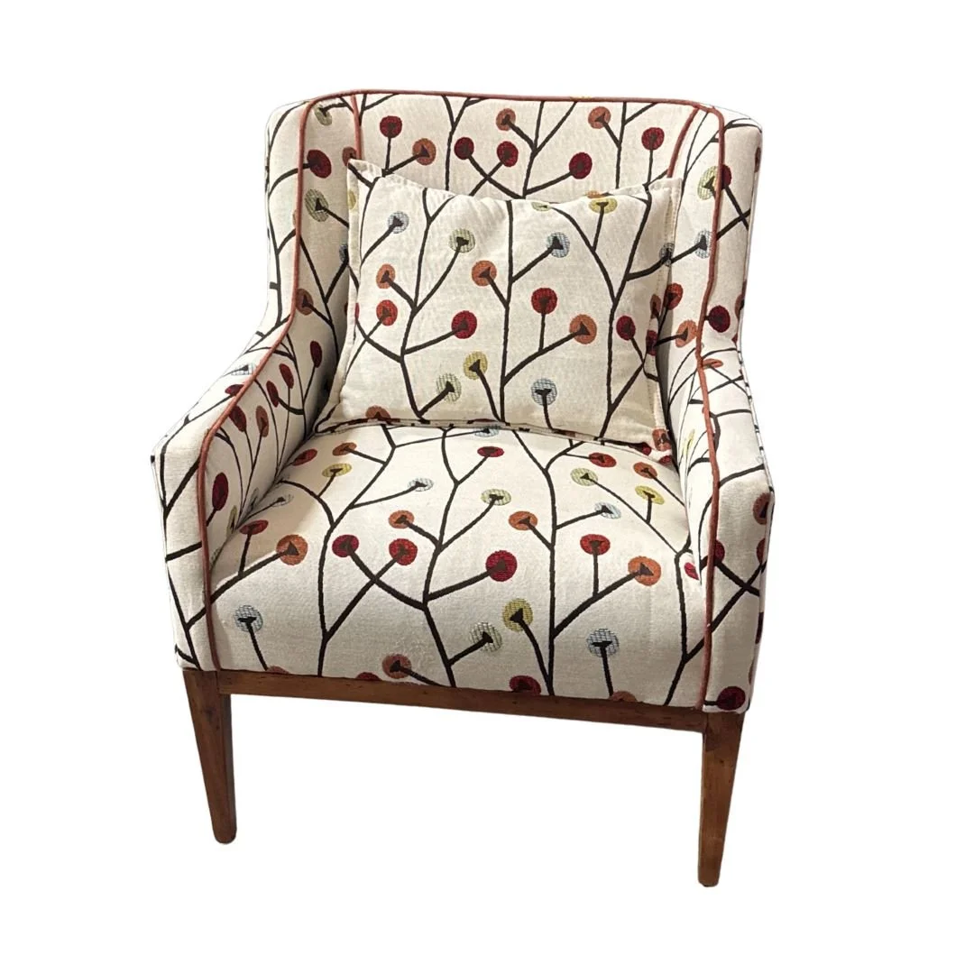 after photo of reupholstered armchair