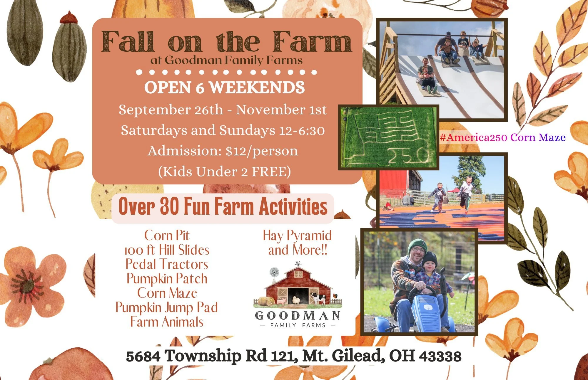 4 WEEKS AWAY!! 🍂😄

We are just 4 weeks away from Fall on the Farm - Opening Day! This year, we are celebrating 5 YEARS of fall fun at the farm and we can't thank you for supporting us through this journey. We hope to see you this fall. 📅🍂🎉

Here