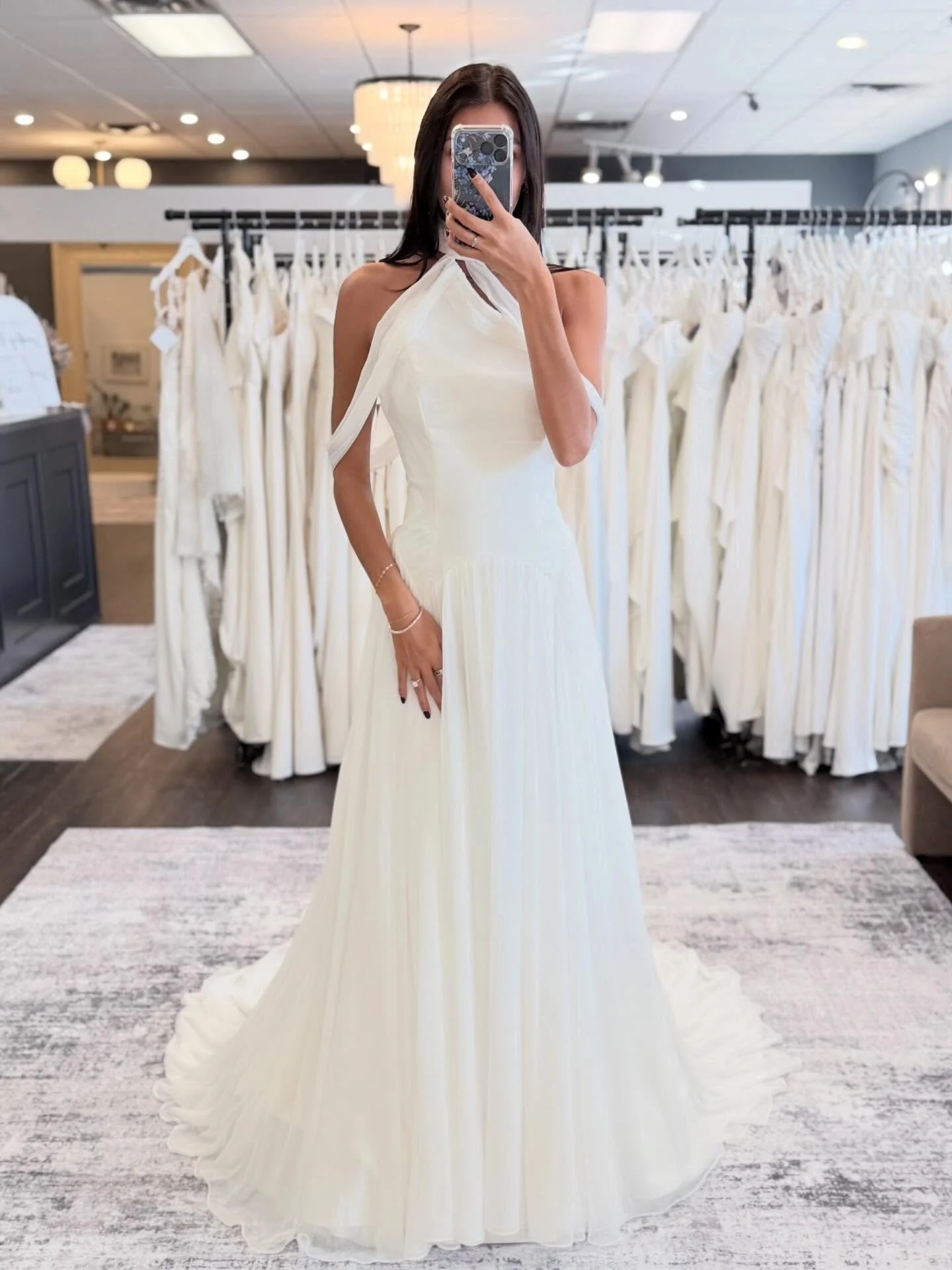 Soft, sculptural, and effortlessly cool ✨
This draped neckline + floaty skirt combo is giving modern muse energy&mdash;made for the bride who wants timeless with a twist. 🤍

Designer: @allwhowander 

#selfiesunday #somethingbluebridal 

Wedding &bul