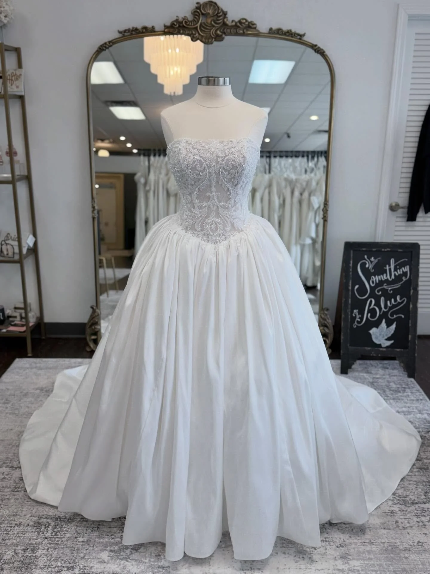 A little regal, a little romantic, and fully unforgettable ✨🤍

This week&rsquo;s gorgeous new #weddinggownwednesday dress features a fully beaded lace bodice with a straight across neckline and basque waistline! The skirt gives all the royal vibes w