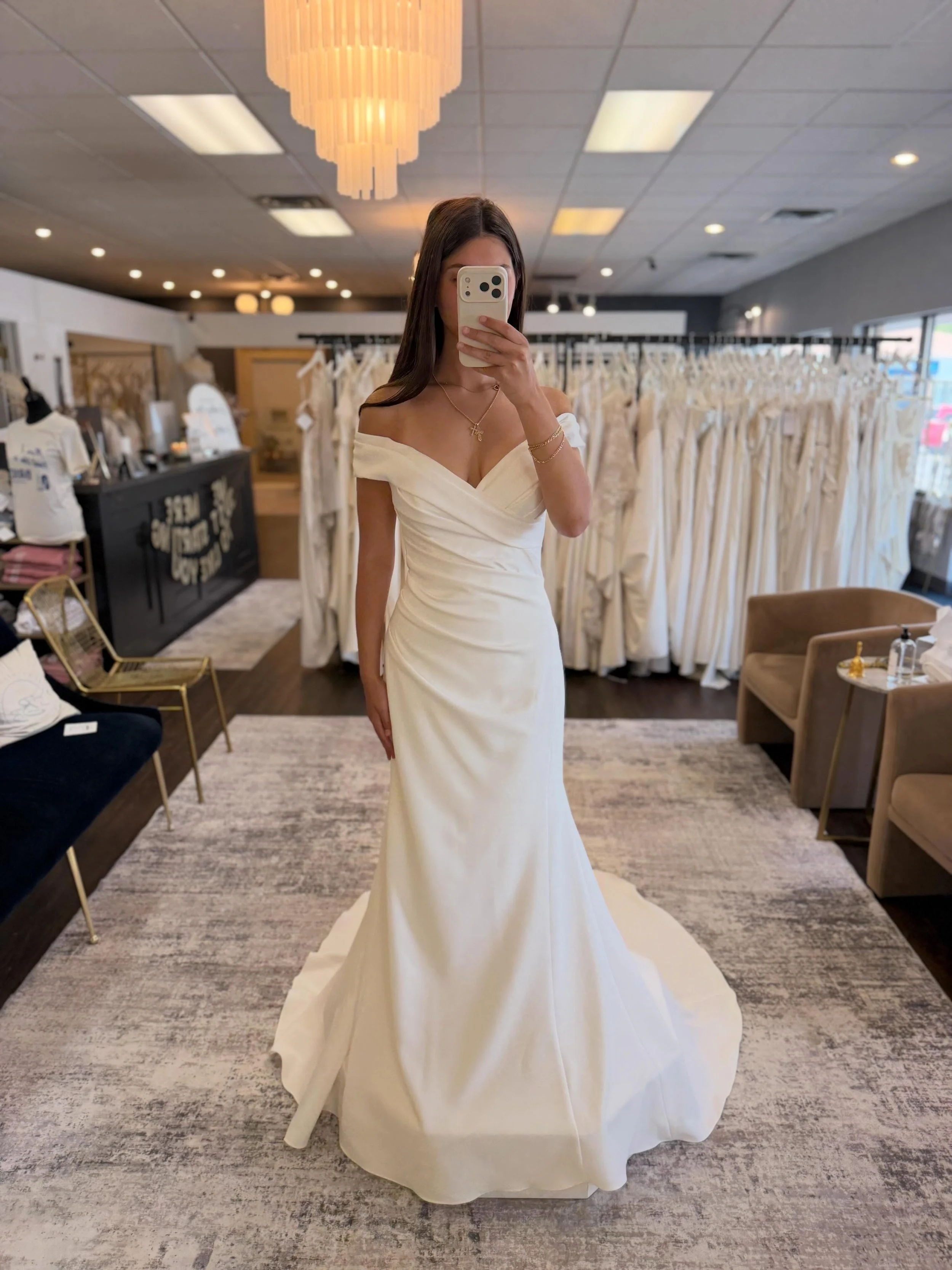 POV: your Sunday scroll just found the dress 🤍

#selfiesunday #somethingbluebridal #weddinggown 

selfie sunday &bull; wedding dresses &bull; wedding dress shopping &bull; bridal boutique &bull; off the shoulder wedding dress