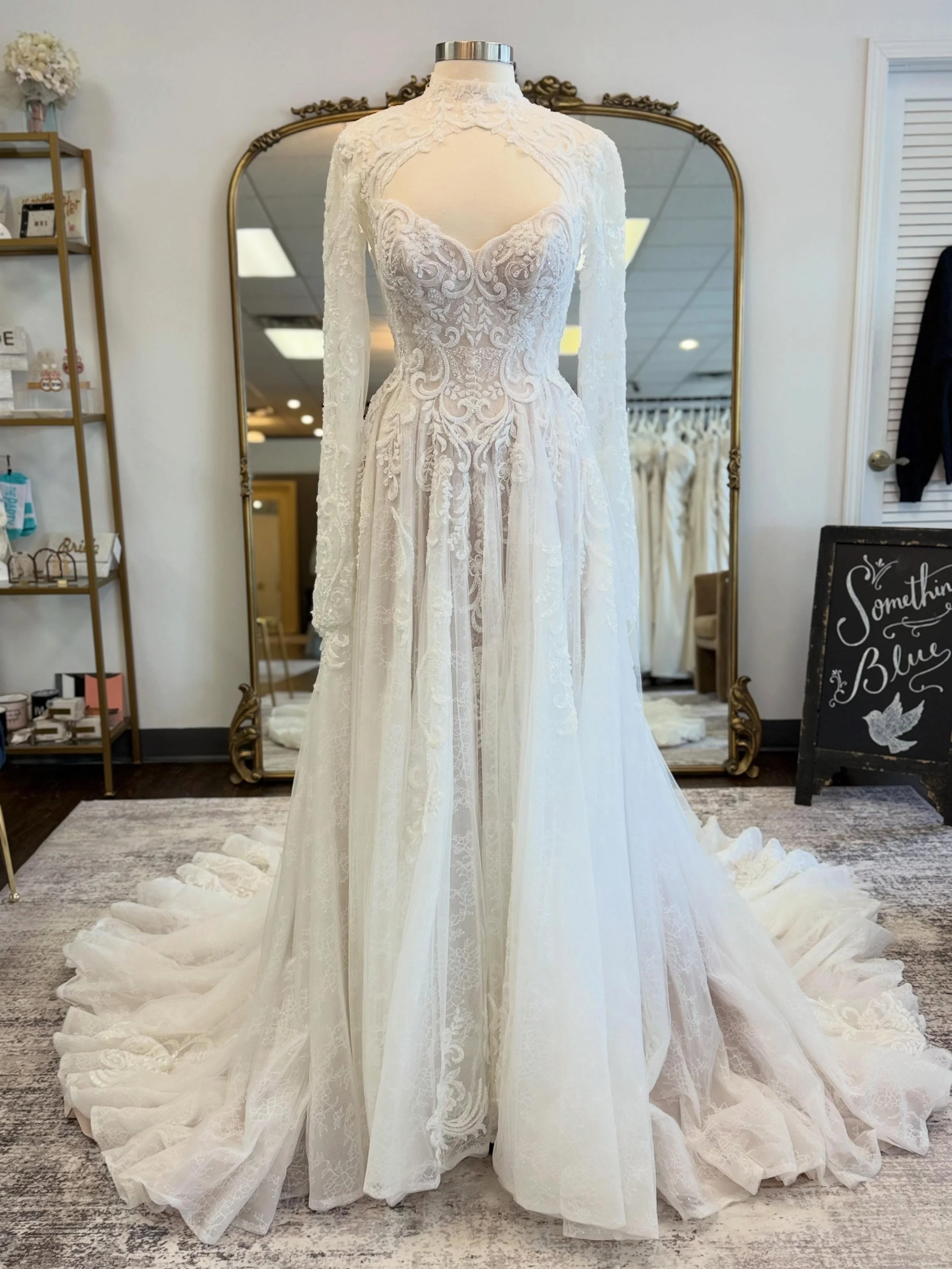 If &lsquo;once upon a time&rsquo; was a wedding dress ✨🤍

This dress is a stunning new @martinalianabridal we just got in! This gown has delicate floral lace, sparkling beadwork, romantic long sleeves that are beautiful! 🤩 This dress can come with 