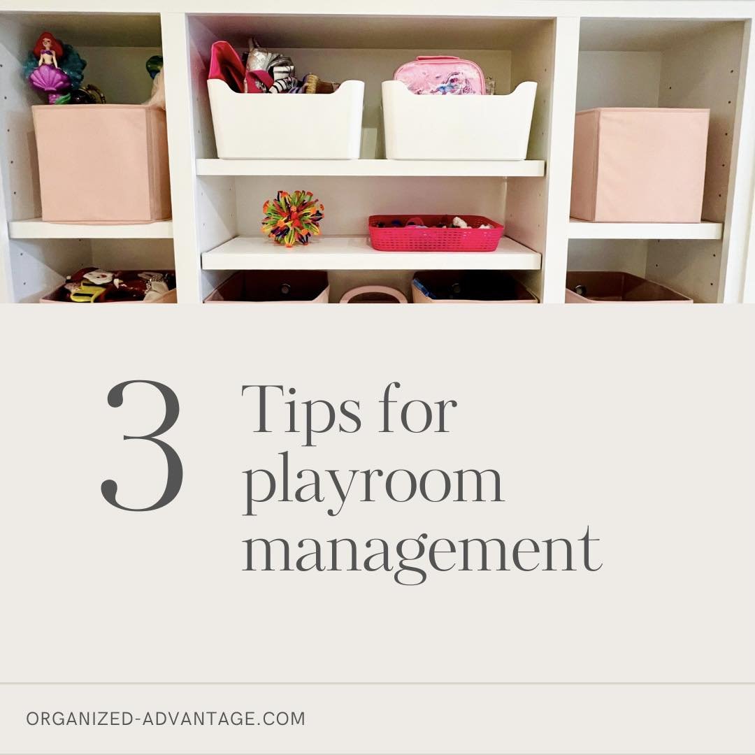 As the school year is wrapping up, take some time to tackle your playroom! Here are some easy tips to keep things from getting out of control.
 
1. Create designated zones- dolls, cars, puzzles, etc. should have their own area. Stay consistent and ne