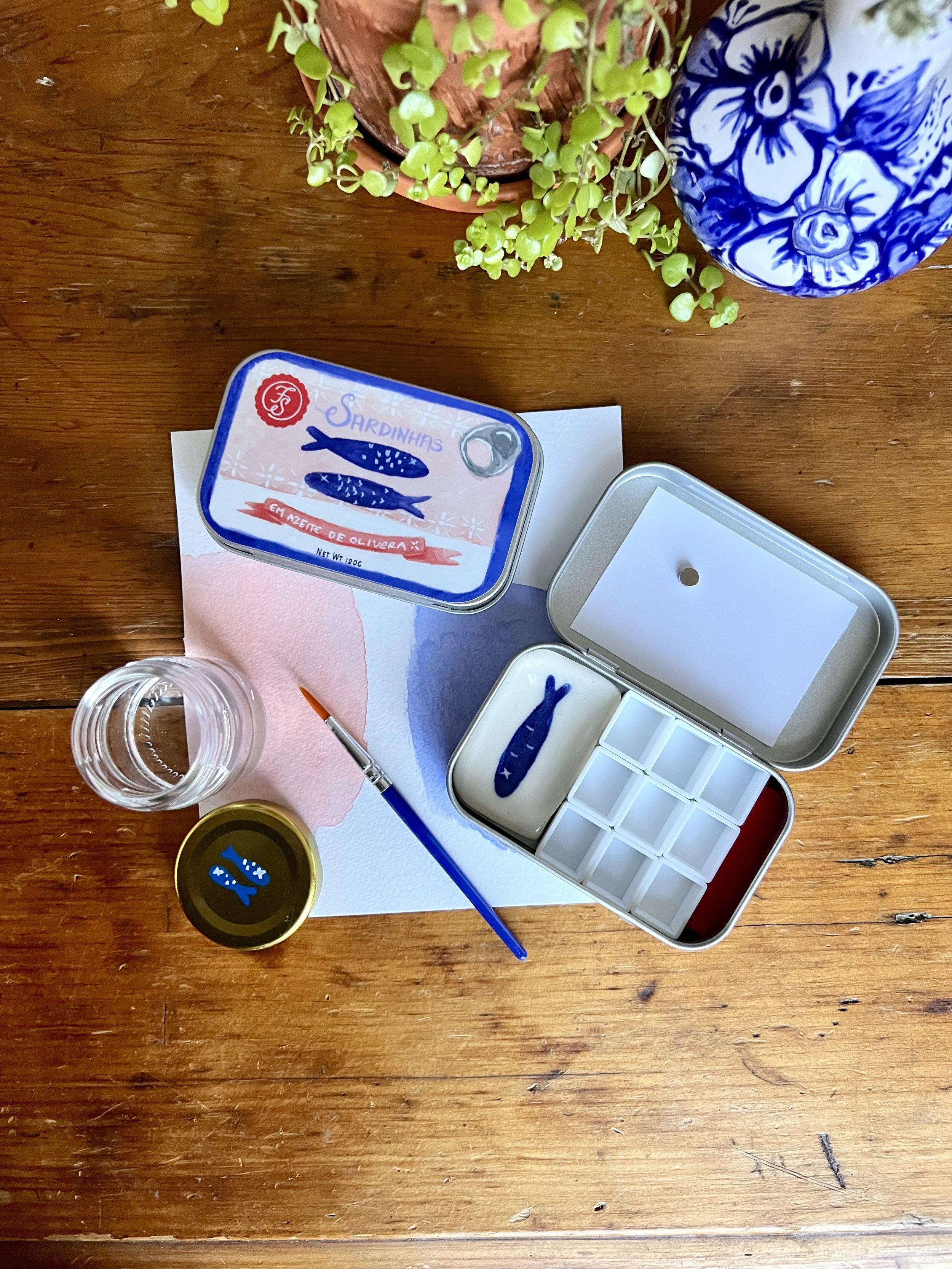 Sardine Tin Watercolor Palette – Portable 9-Well Paint Travel Kit