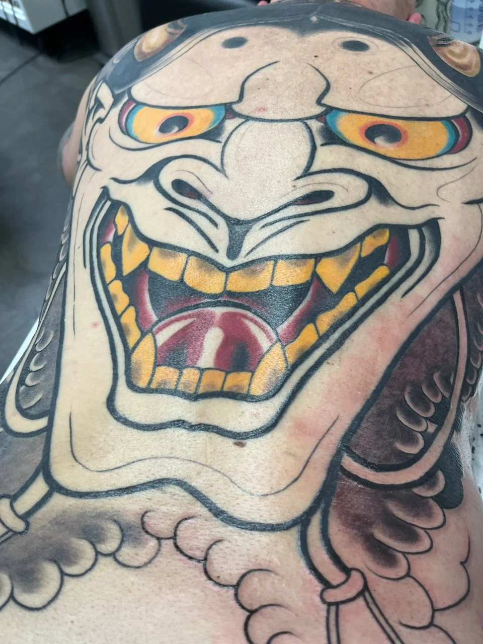Japanese Traditional Back Piece In the works Tattooed by Cody Wallenius at easy tiger tattoo in Merrillville Indiana