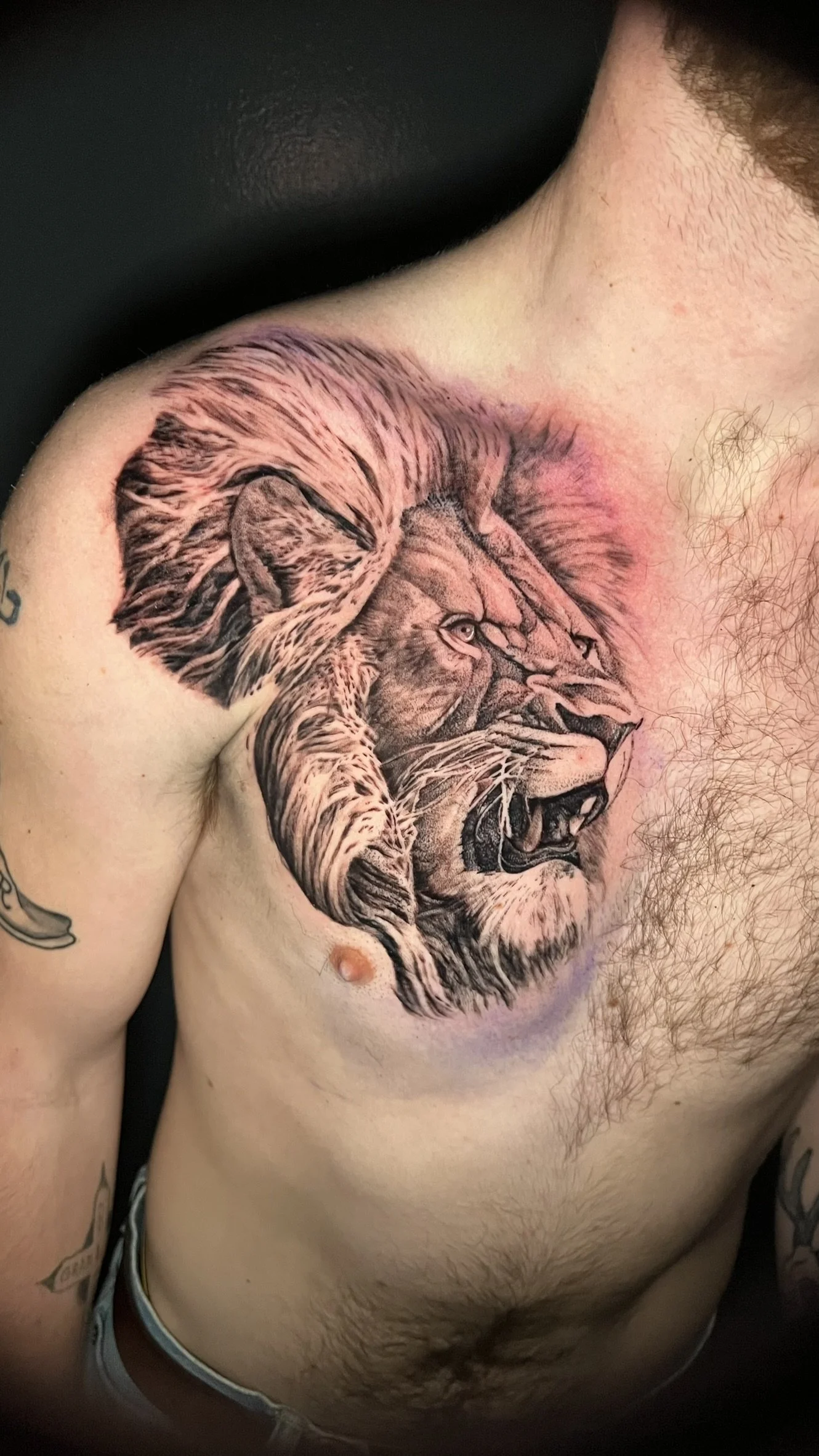 blackwork pointillism tiger done by sterling gorejus at easy tiger tattoos in merrillville indiana