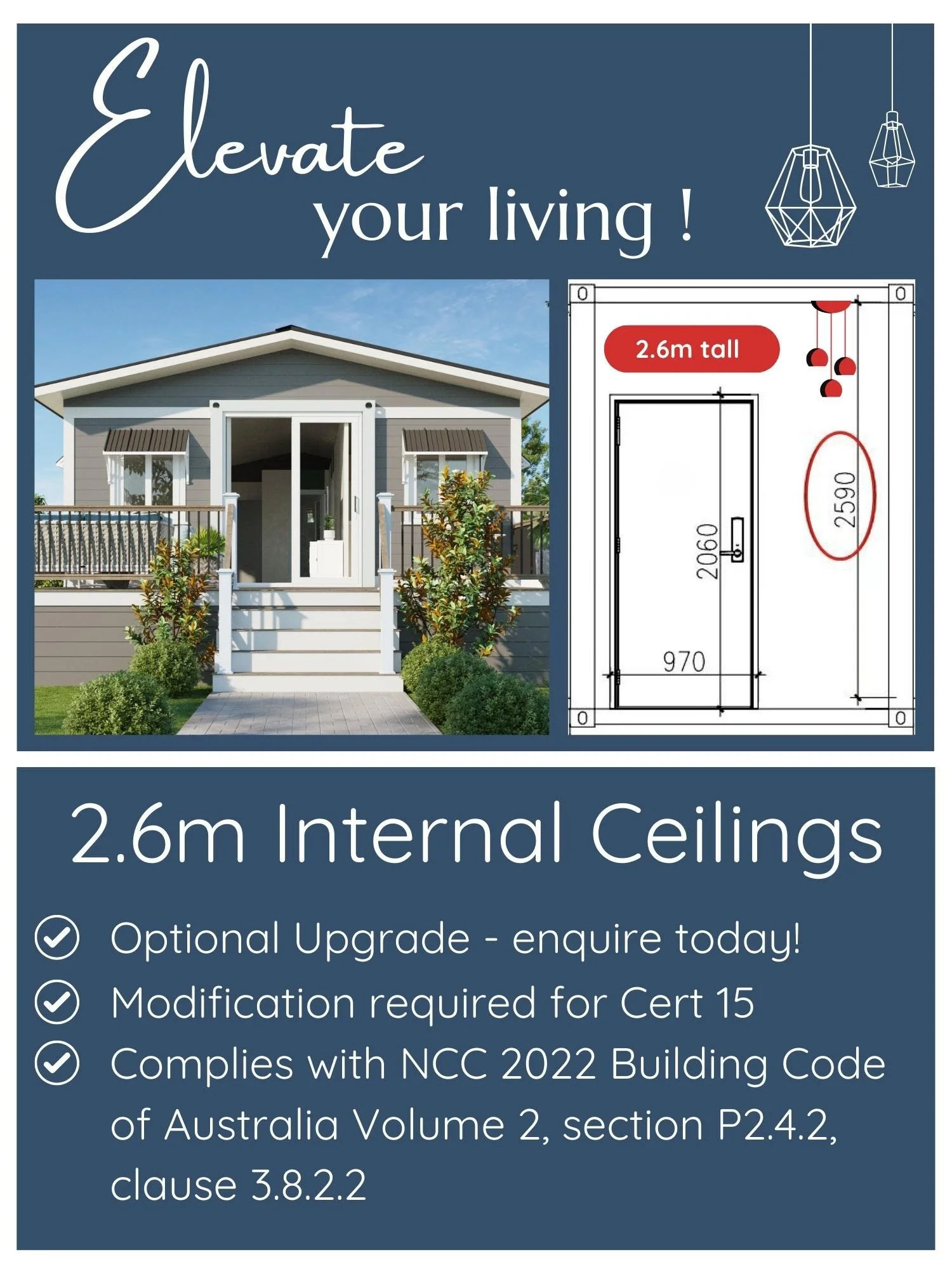 Ceilings heights suitable for certificate 15 for manufactured home