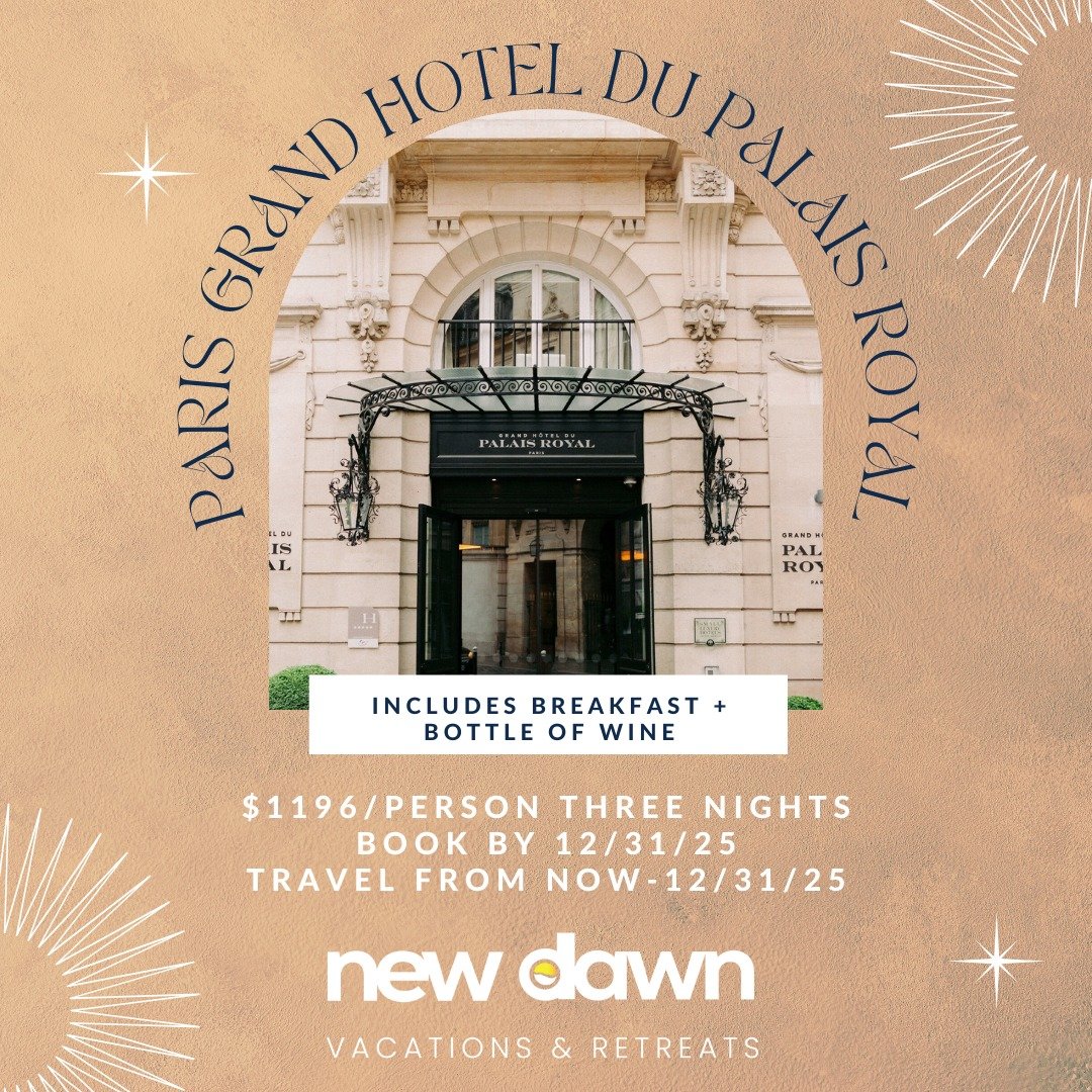 ✨ Black Friday Savings! Enjoy a delicious breakfast and complimentary bottle of wine ‼️

Grand Hotel Du Palais Royal, Paris, France

➡Resort Highlights:
-close to attractions and shopping
-onsite restaurant
-boutique style

🖤 Book now to take part i