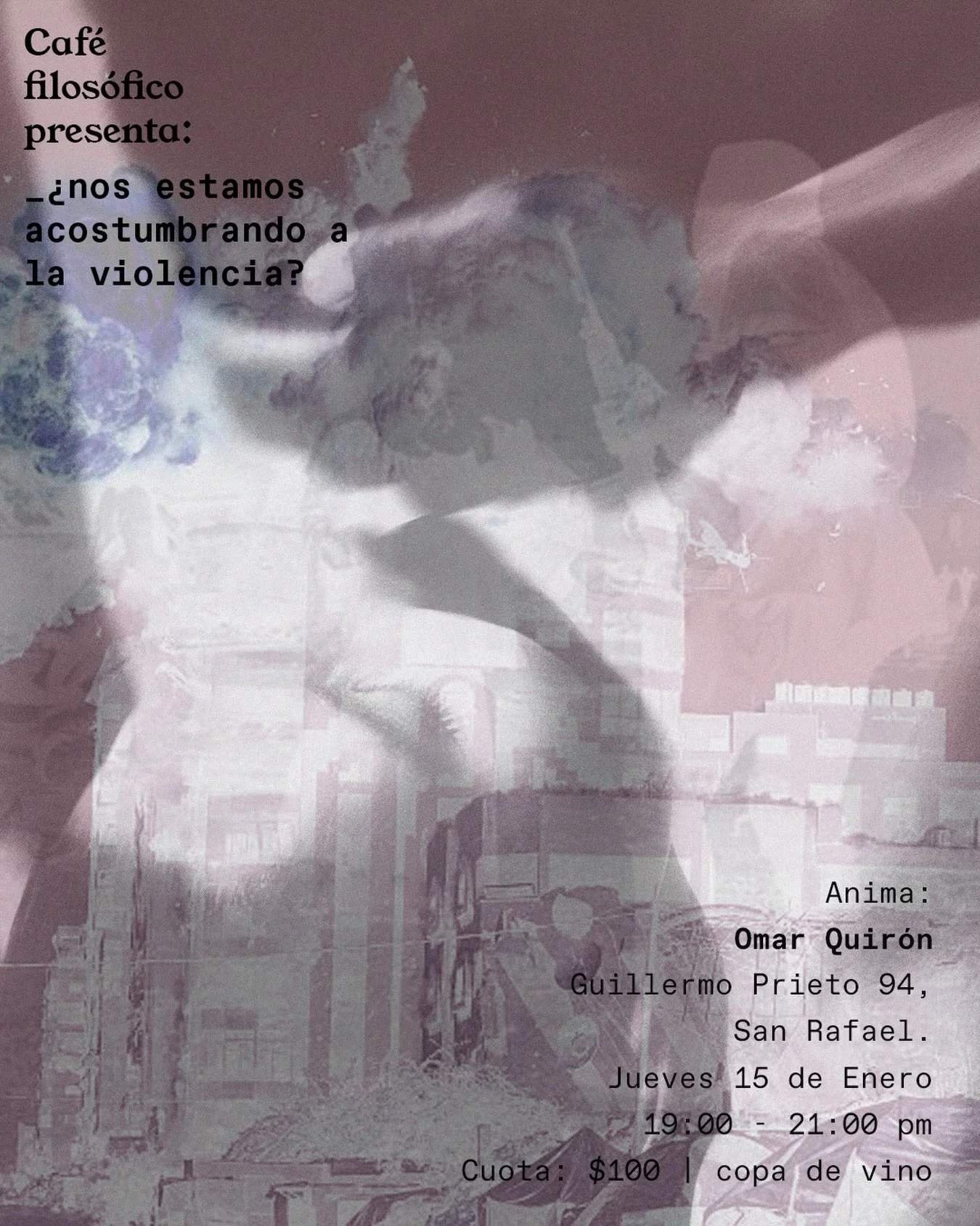Este jueves15 de Enero acomp&aacute;&ntilde;anos a una edici&oacute;n m&aacute;s de Caf&eacute; Filos&oacute;fico, esta vez debatiremos sobre c&oacute;mo concebimos la violencia en el mundo contempor&aacute;neo junto a @comunidadpaidosofia . 

Con la