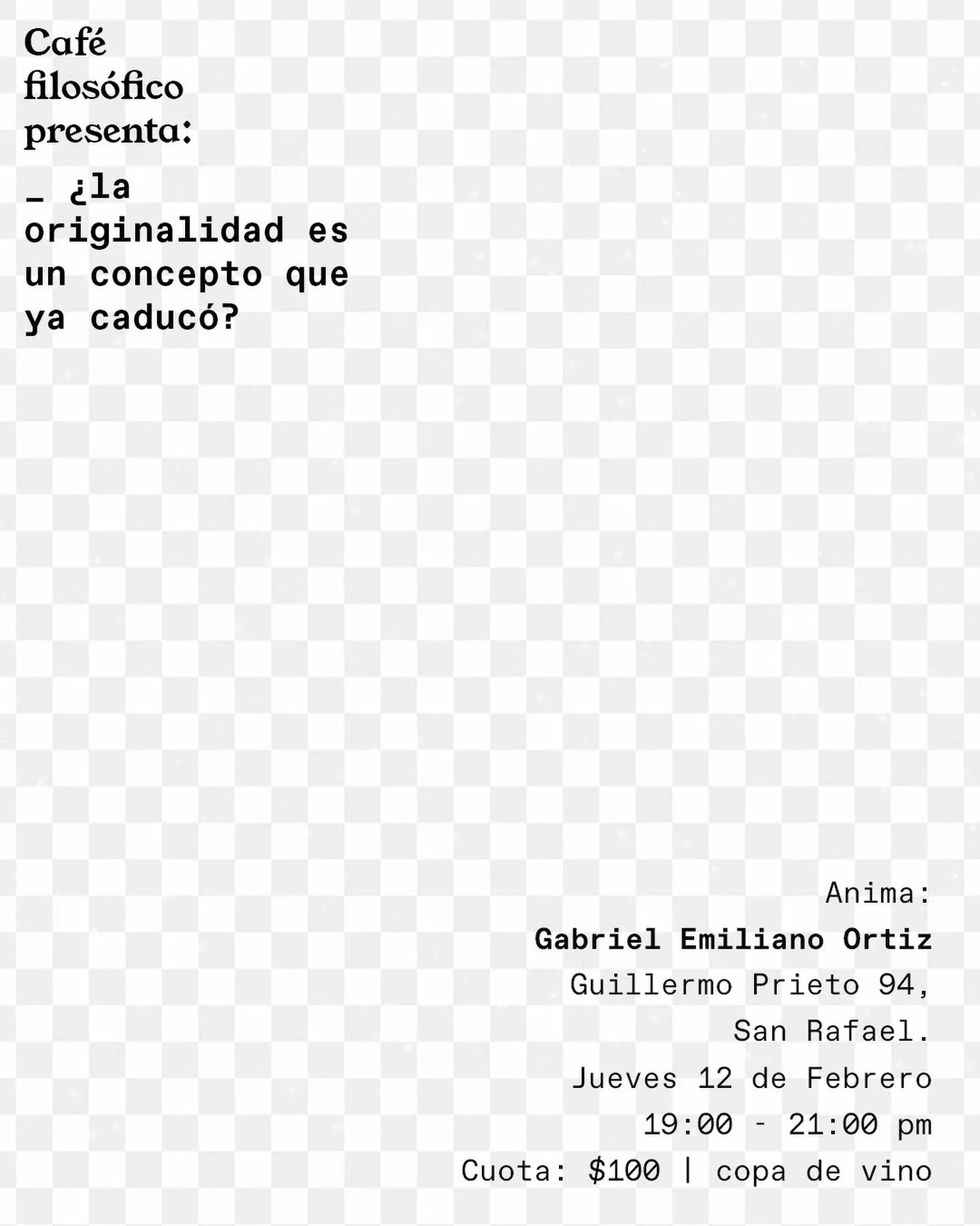 Este jueves 12 de febrero acomp&aacute;&ntilde;anos en esta nueva sesi&oacute;n colaborativa con @comunidadpaidosofia donde abriremos preguntas sobre c&oacute;mo percibimos la originalidad en el mundo contempor&aacute;neo. 

Con la participaci&oacute